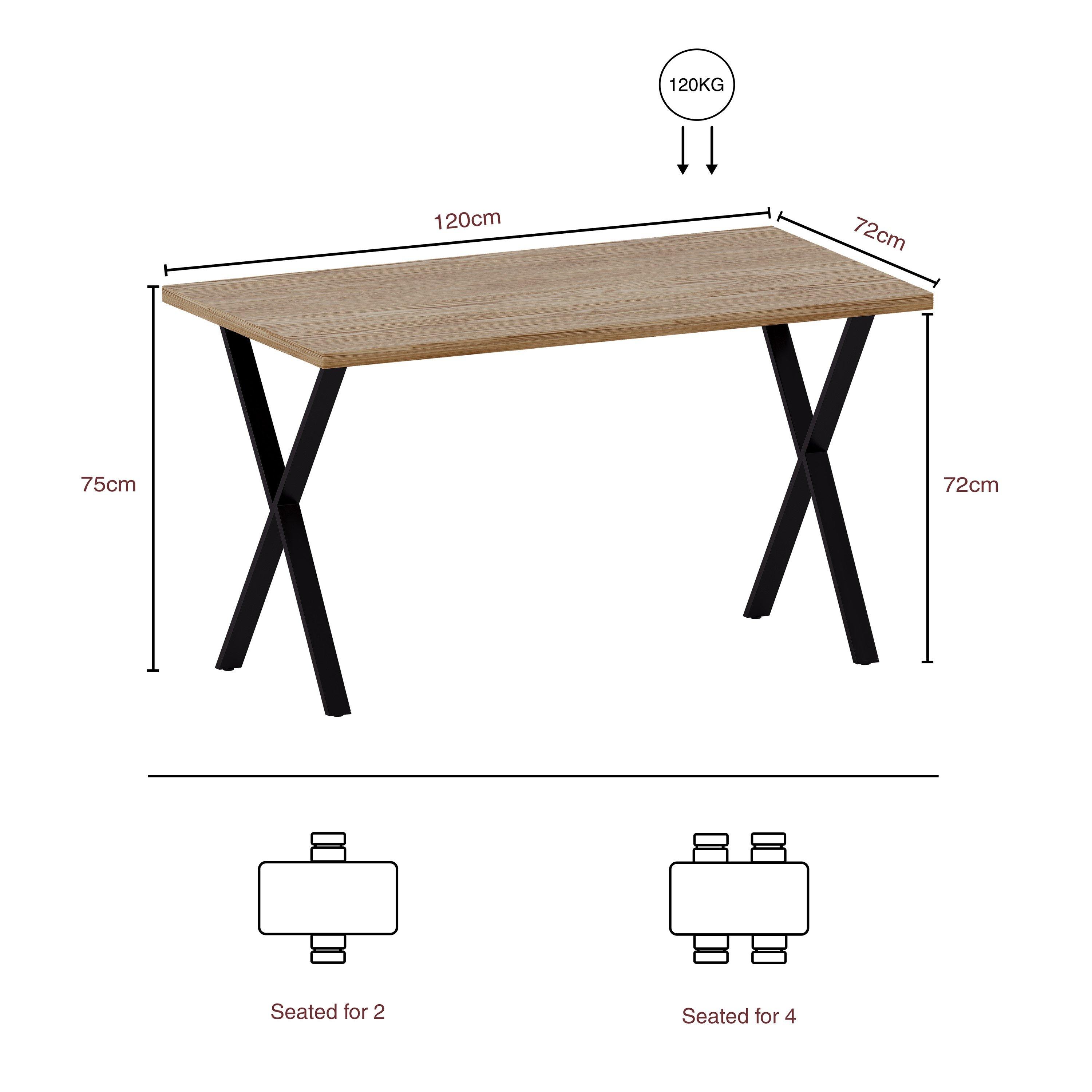 Oak - Lassic - 4 Seater Dining Table With X Shape Legs - 2