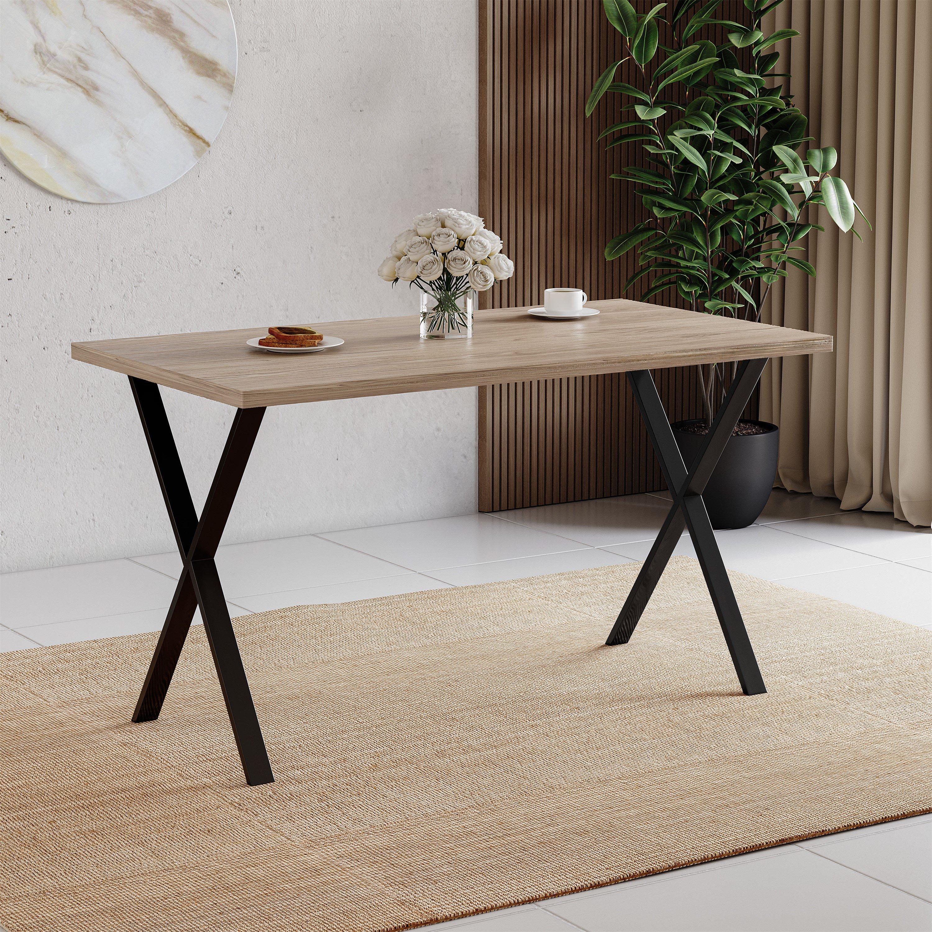 Oak - Lassic - 4 Seater Dining Table With X Shape Legs - 4