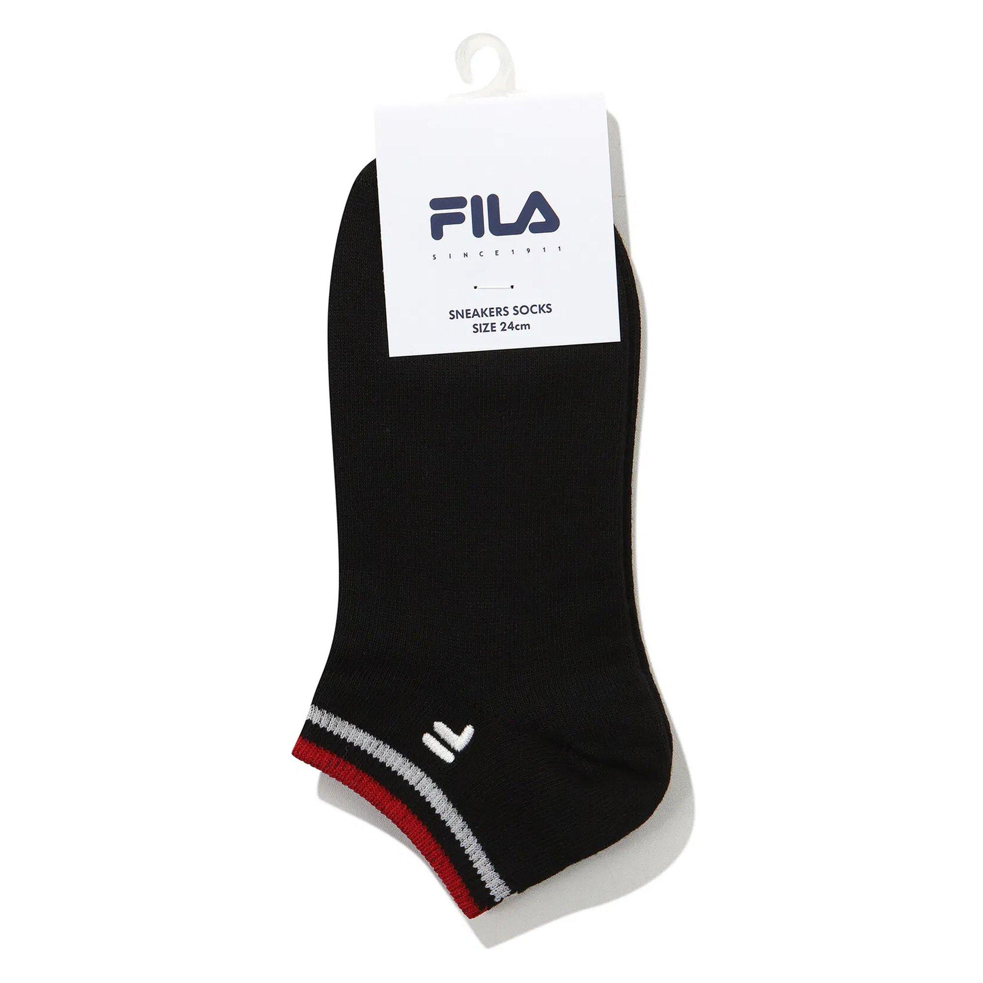 Black - Fila - FILA F Logo Basic Ankle Socks 1 Pack - 2