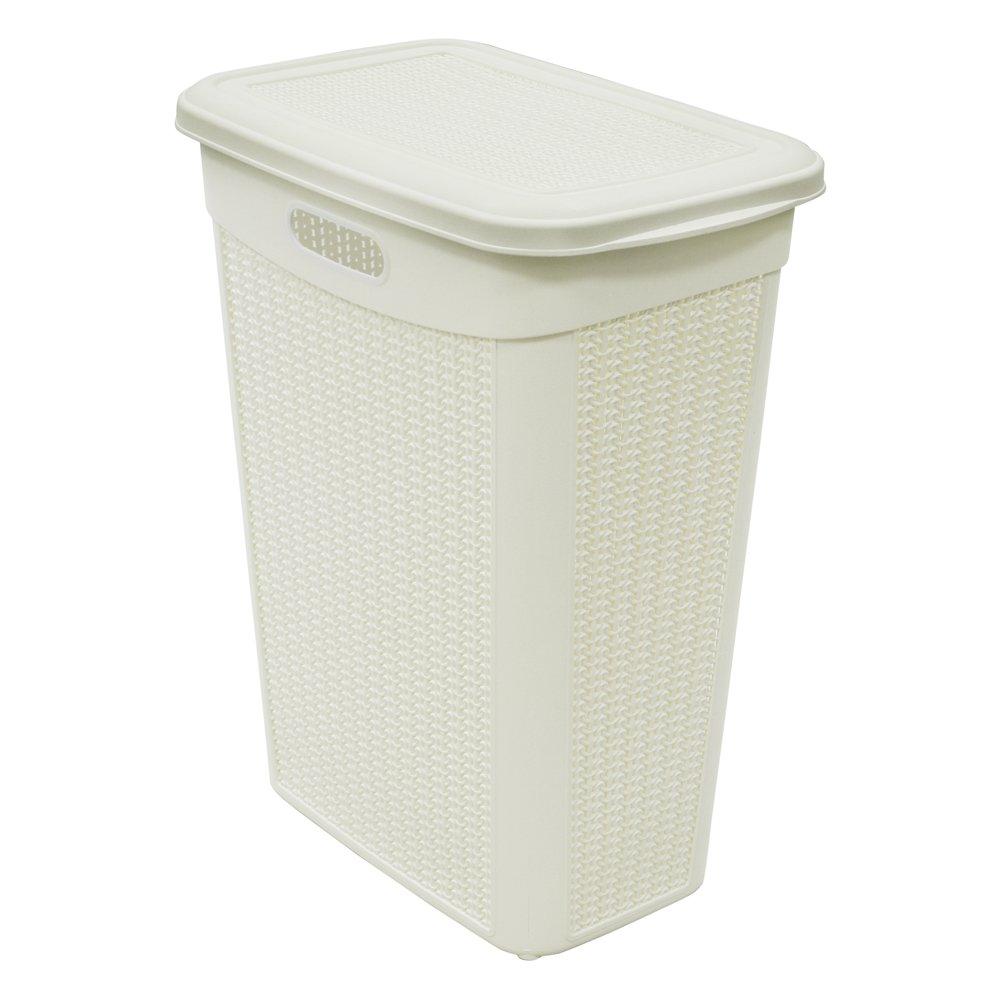 White - JVL - Loop 43L Slim Laundry Basket - 1