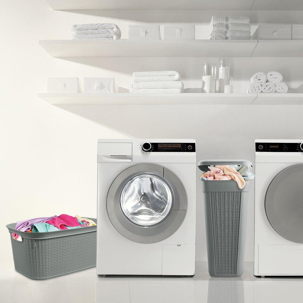 Grey - JVL - Loop 43L Slim Laundry Basket - 6