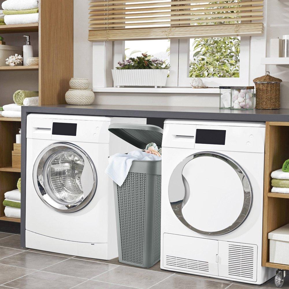 Grey - JVL - Loop 43L Slim Laundry Basket - 7