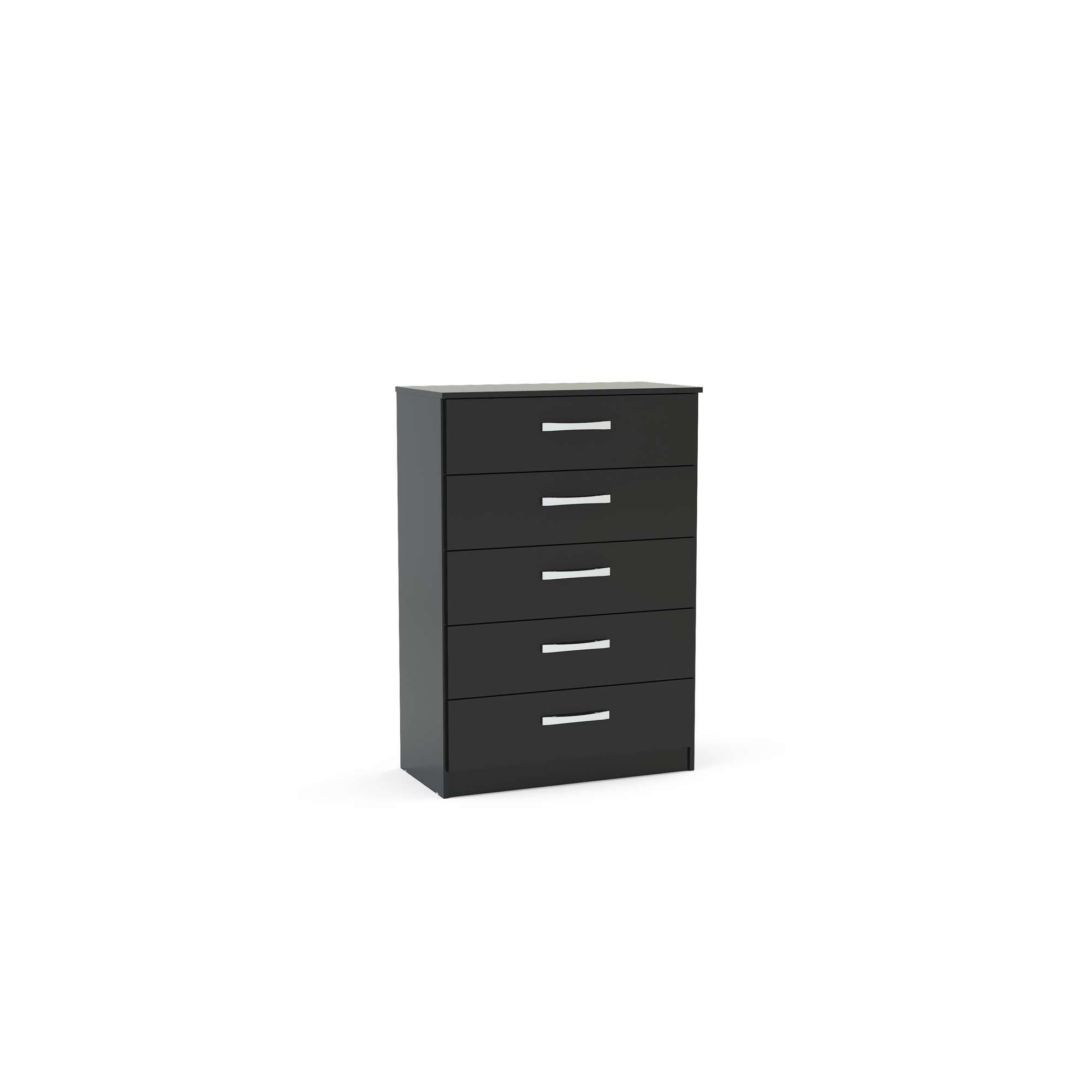 Black - Birlea - Lynx 5 Drawer Chest - 2