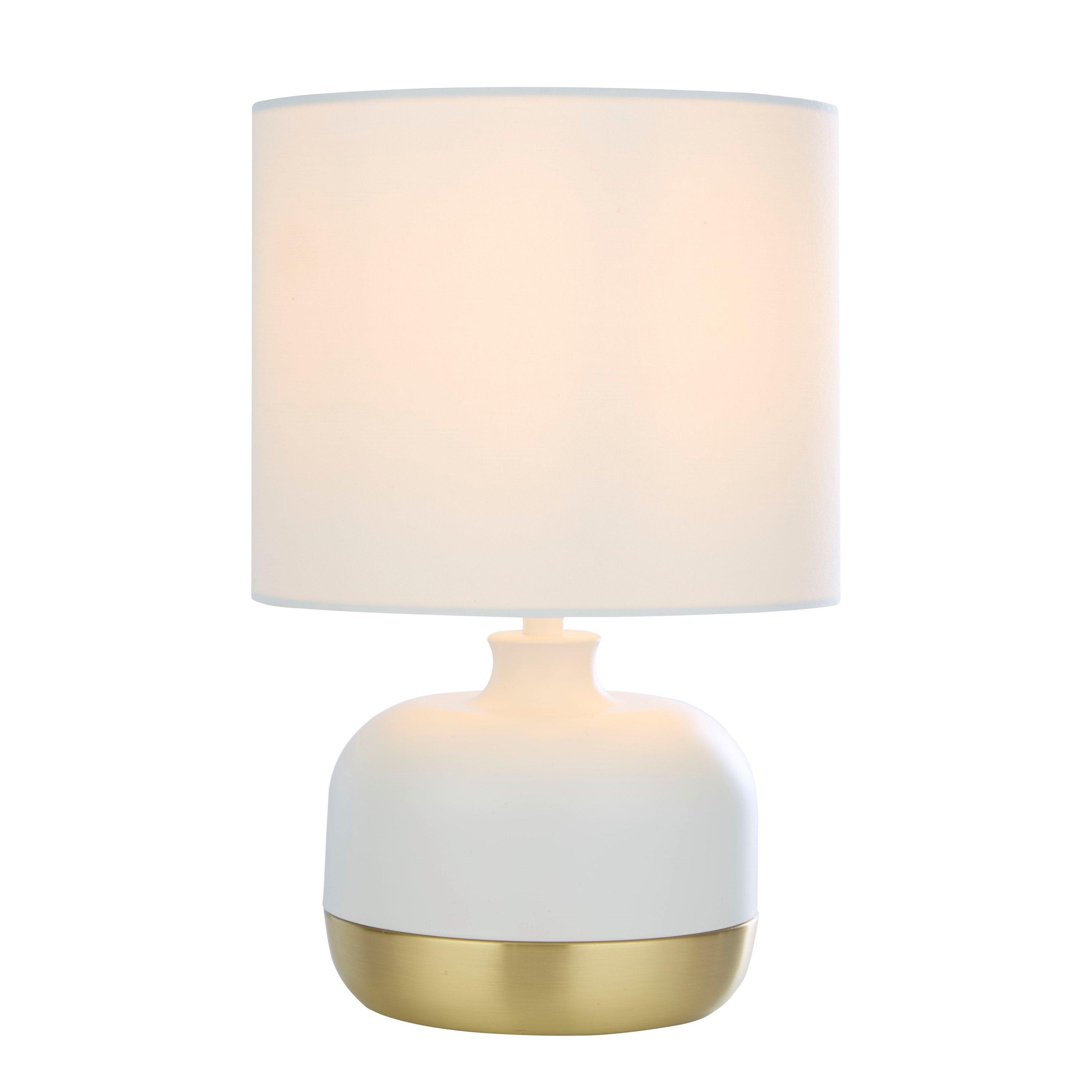 White - Lighting Collection - Ezra White & Gold Touch Lamp - 1