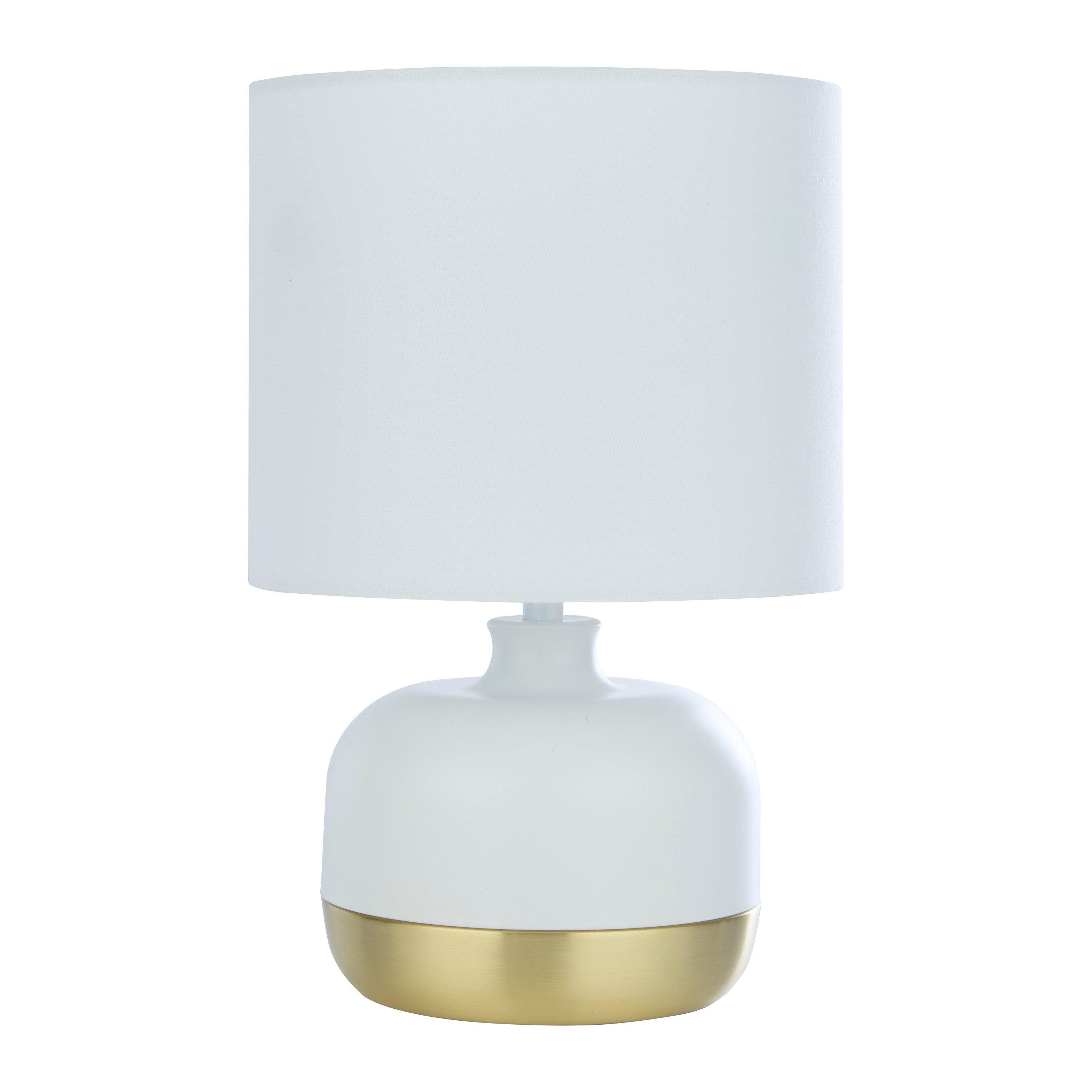 White - Lighting Collection - Ezra White & Gold Touch Lamp - 2