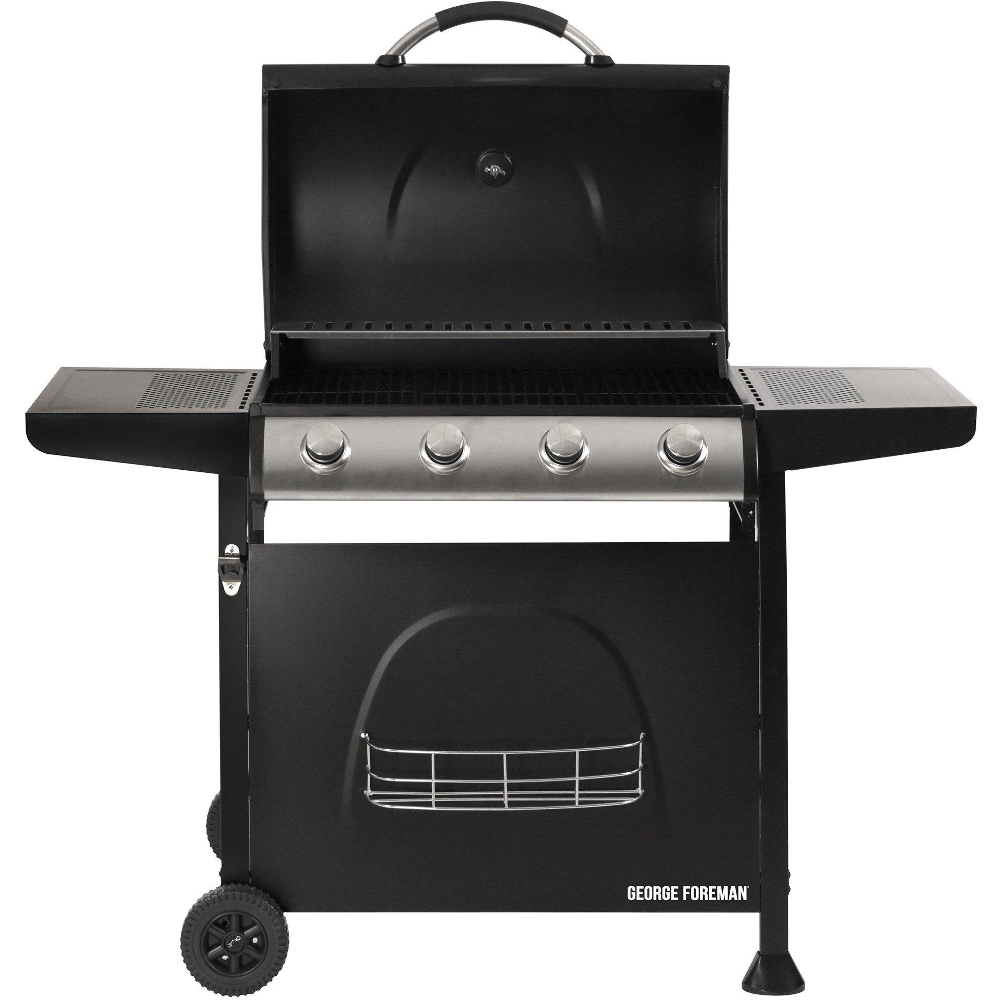 Black - George Foreman - GFGBBQ4B-N 4 Burner Gas BBQ Black - 6