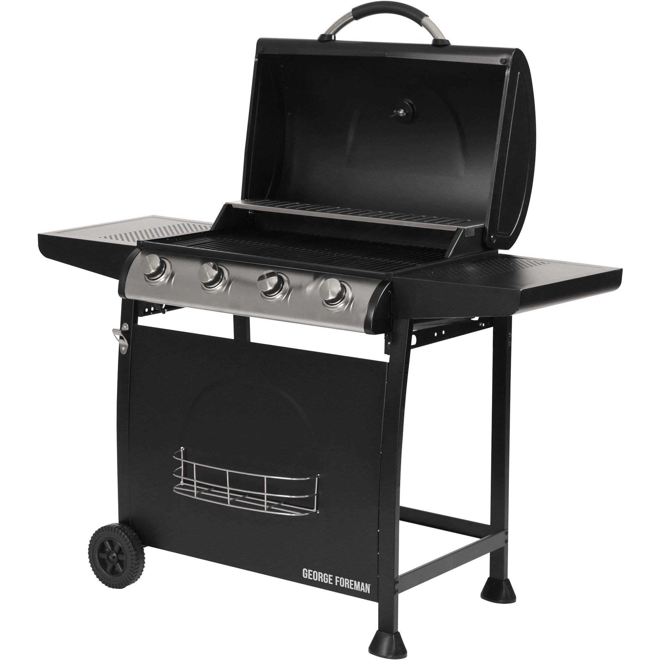 Black - George Foreman - GFGBBQ4B-N 4 Burner Gas BBQ Black - 7