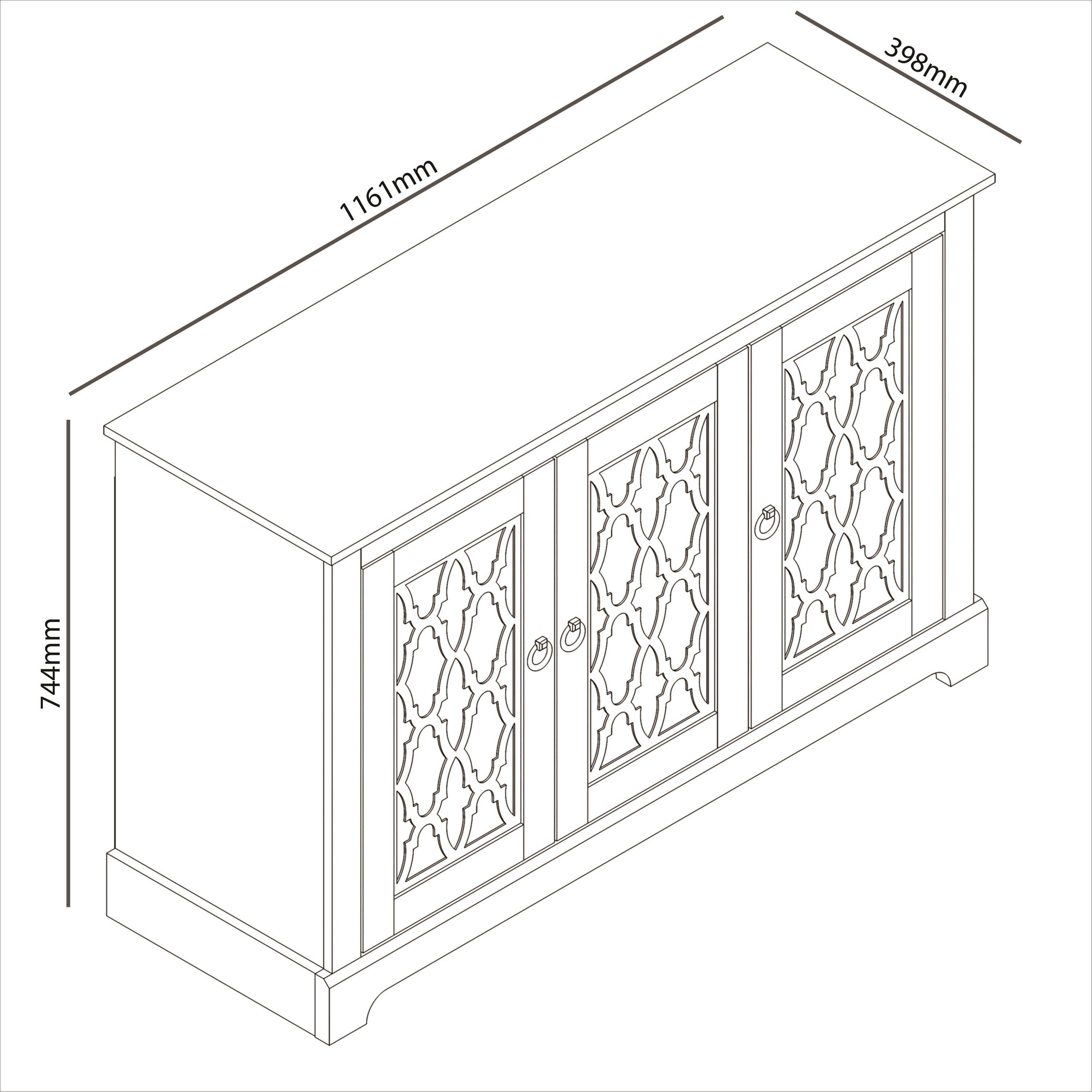 Grey - GFW - Honiton 3 Door Sideboard - 10