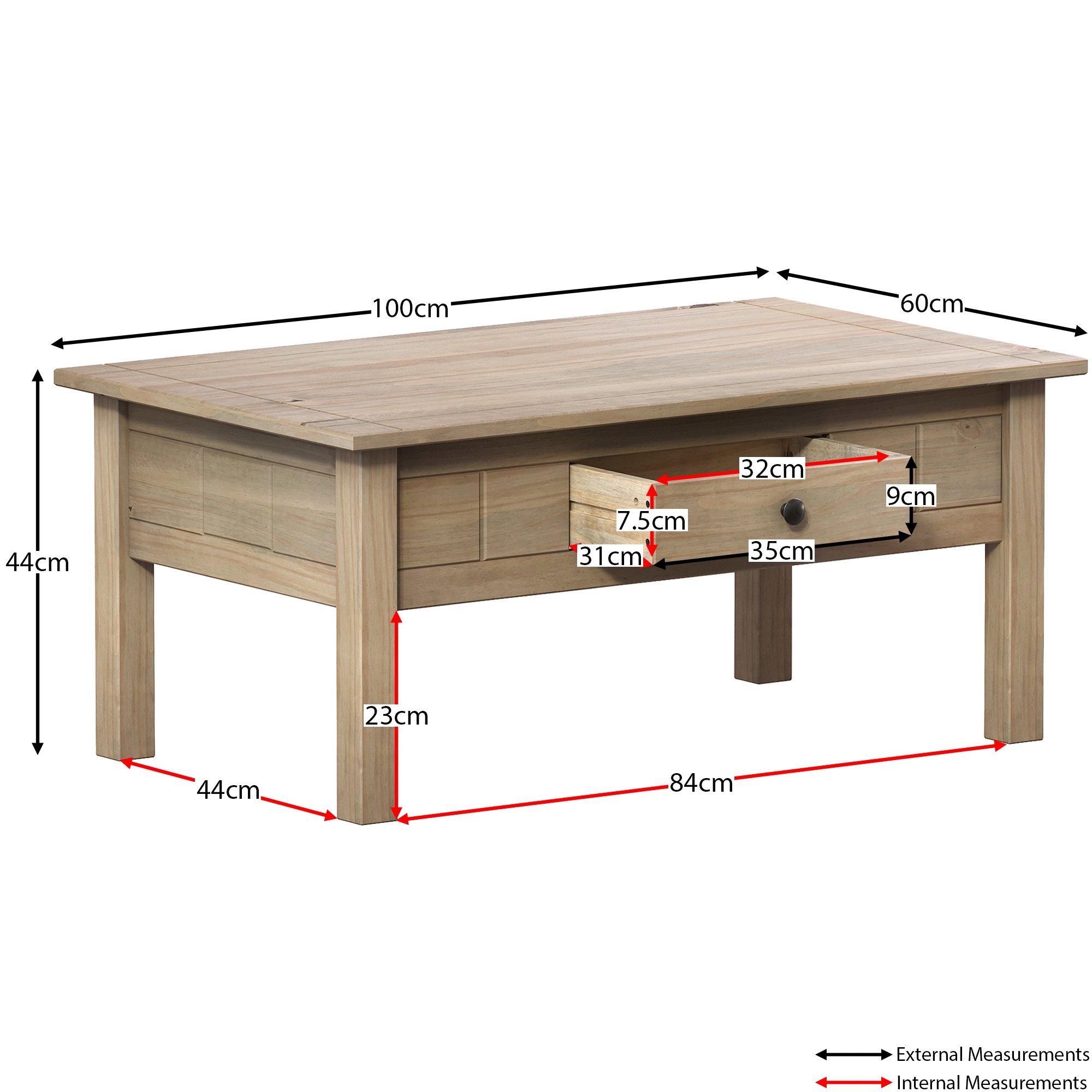 Oak - Lassic - Vida Designs Panama 1 Drawer Coffee Table - 2