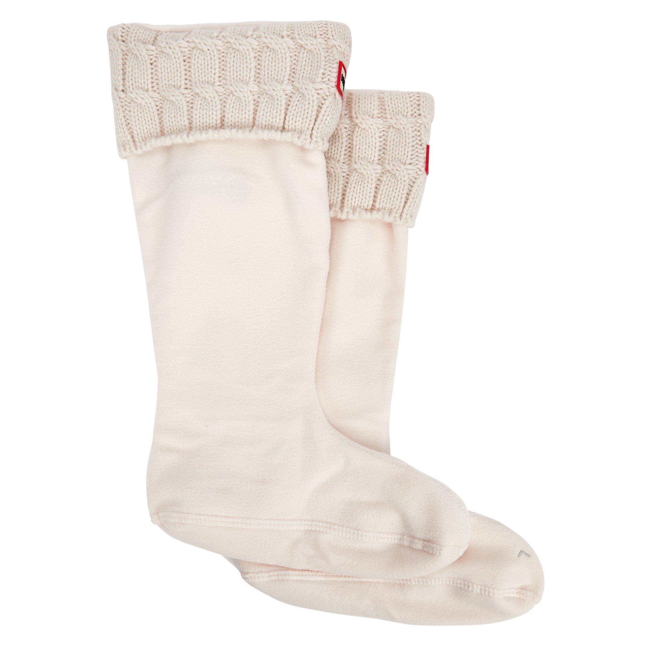 WHITE - Hunter - RECYCLED 6 STITCH CABLE SOCK - 1