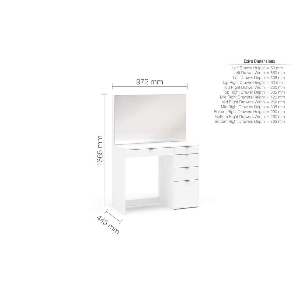 White - Birlea - Ava 5 Drawer Dressing Table - 10