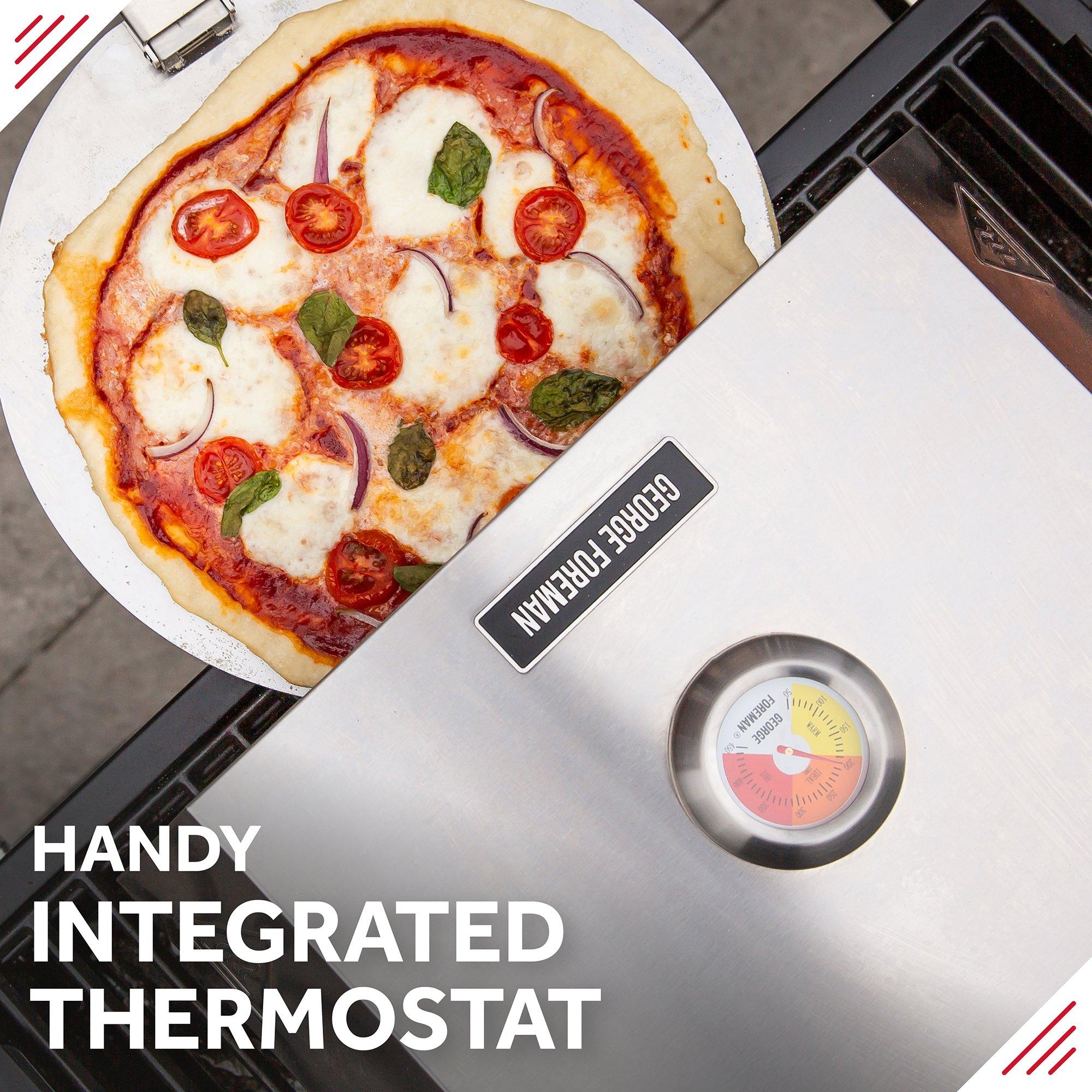 Stainless Steel - George Foreman - GFPO1SSPC BBQ Grill Top Pizza Oven with Paddle - 6