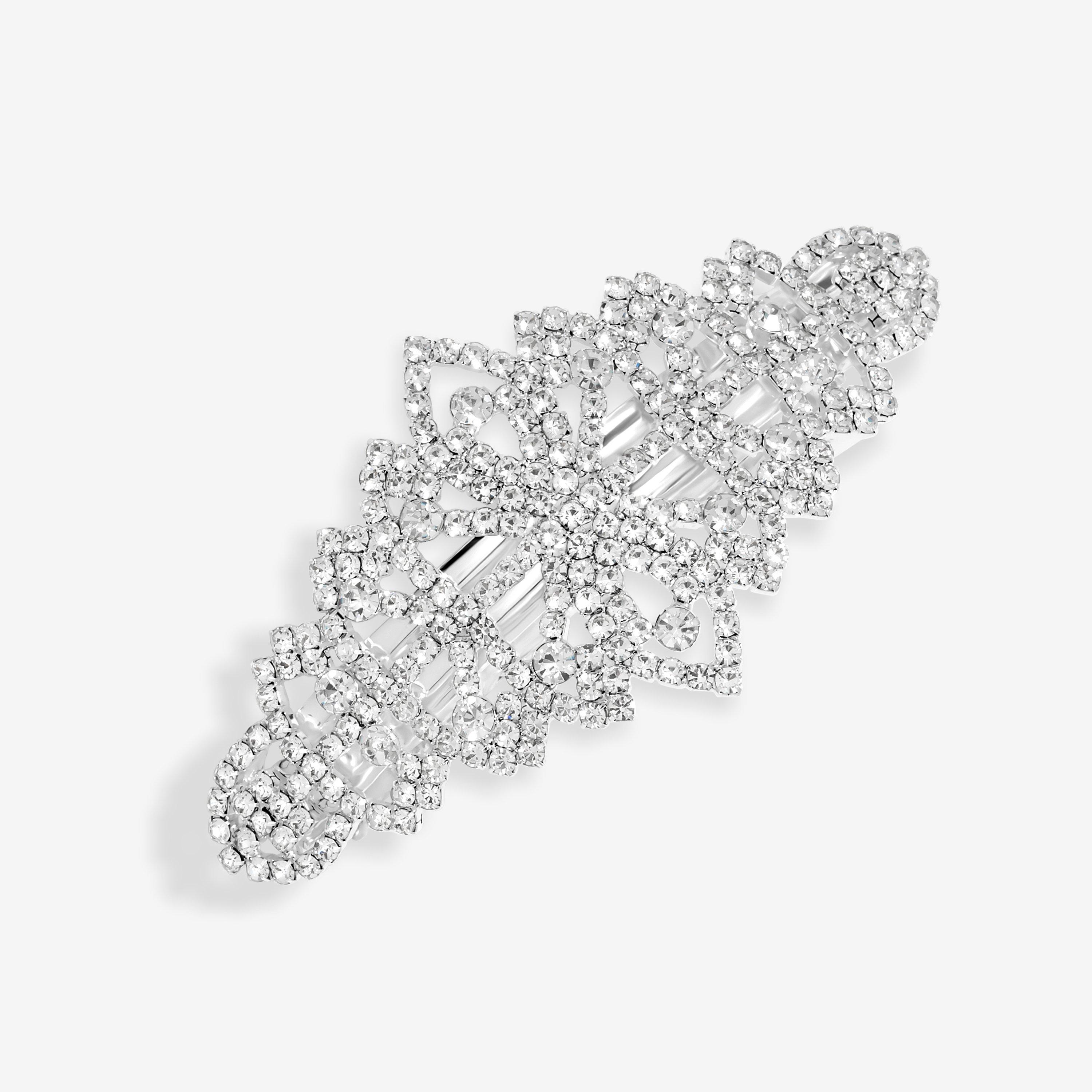 Silver - Jon Richard - Silver Plated Crystal Diamante Barette - 1