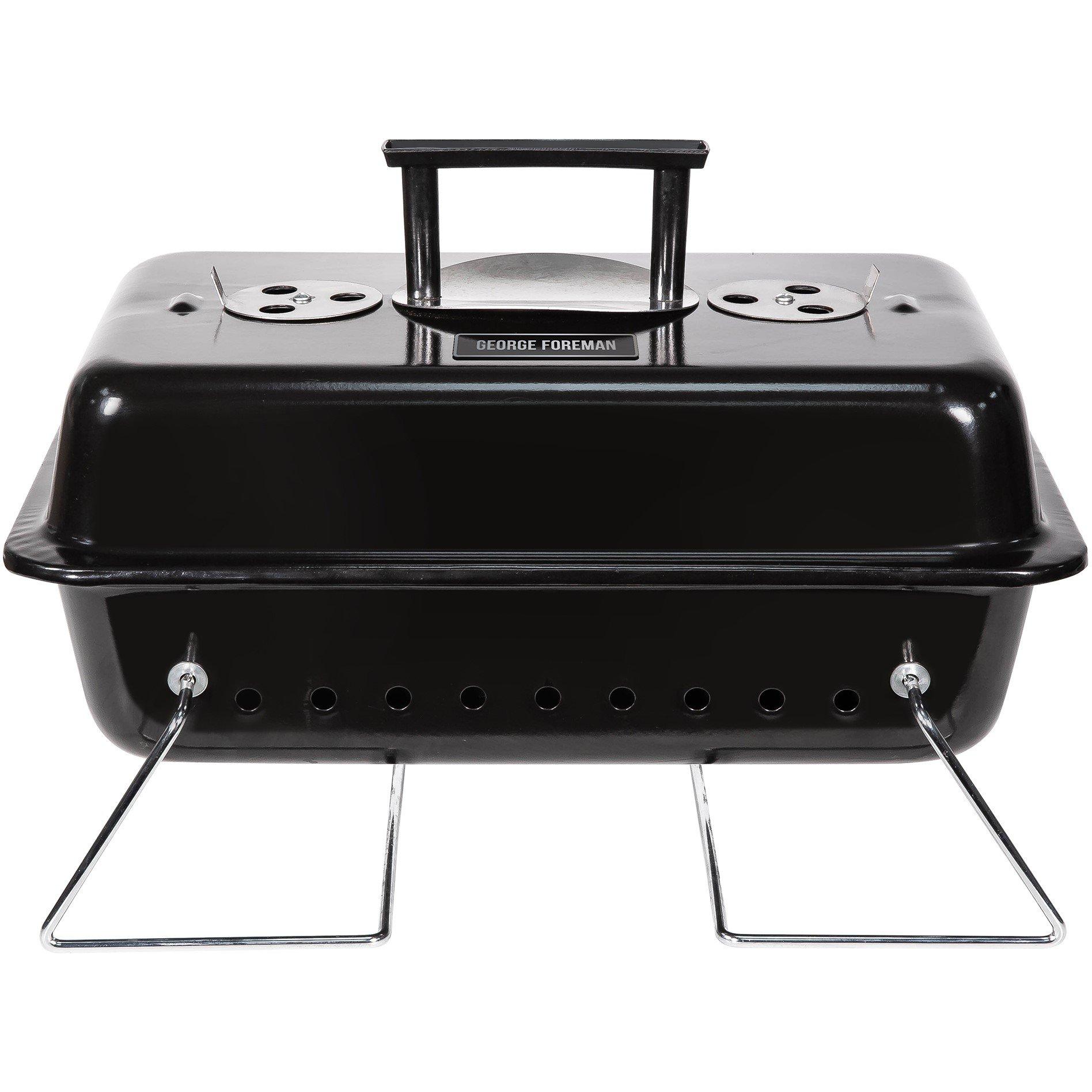 Black - George Foreman - GFPTBBQ1003B On-The-Go Portable Charcoal BBQ Black - 1