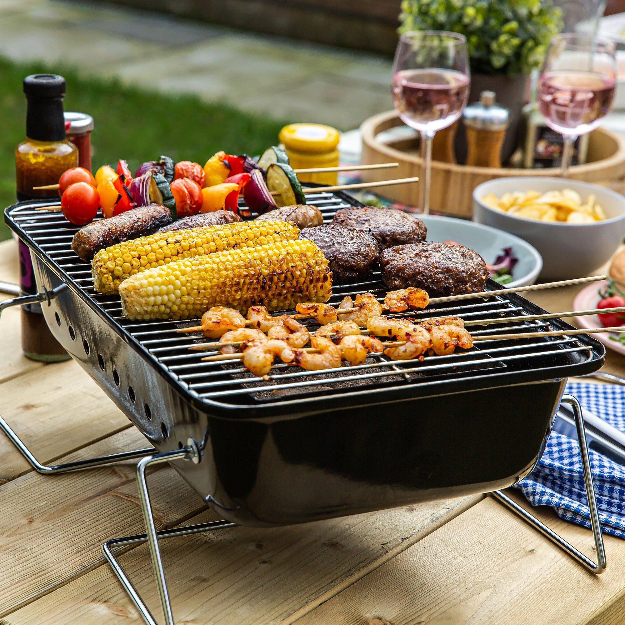 Black - George Foreman - GFPTBBQ1003B On-The-Go Portable Charcoal BBQ Black - 4