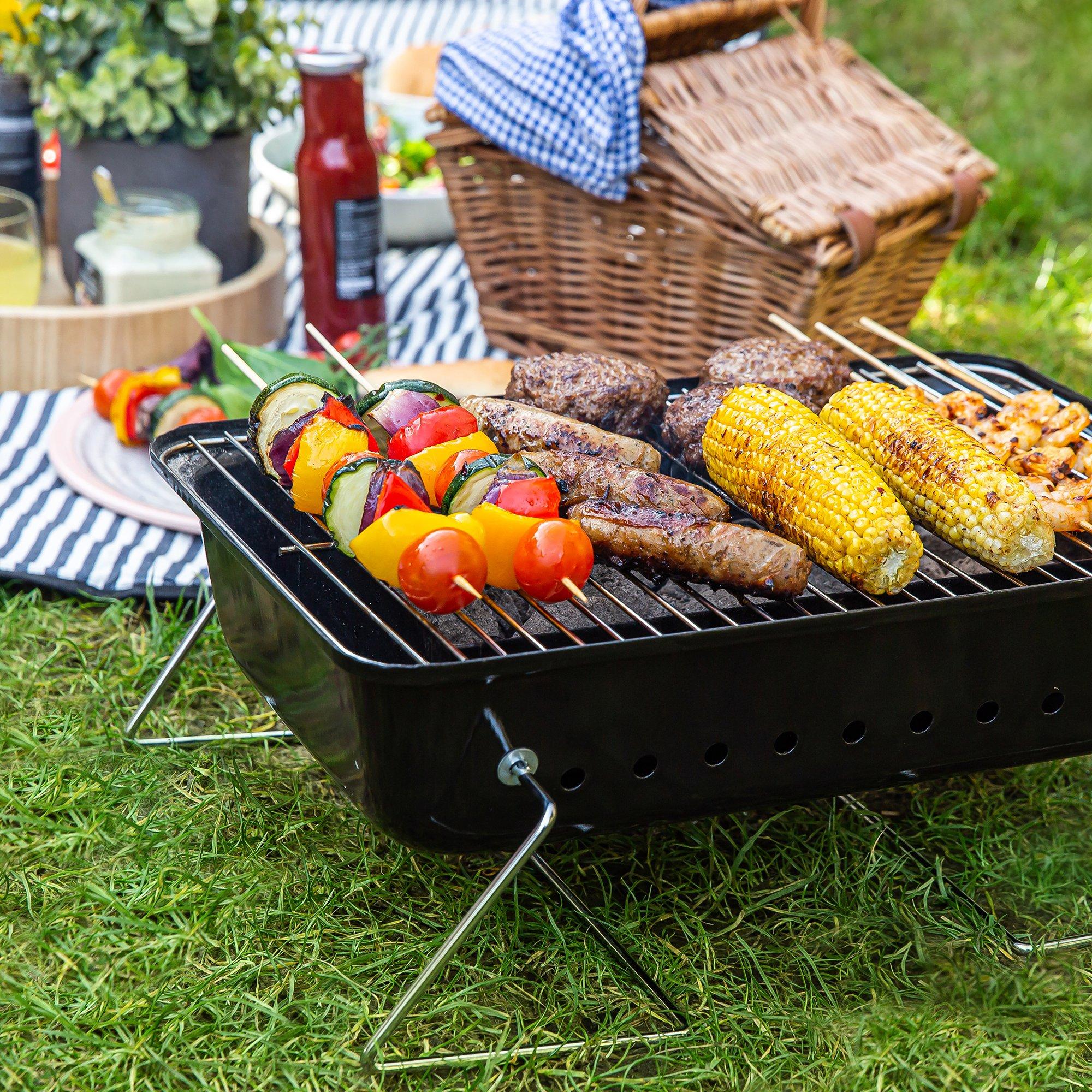 Black - George Foreman - GFPTBBQ1003B On-The-Go Portable Charcoal BBQ Black - 5