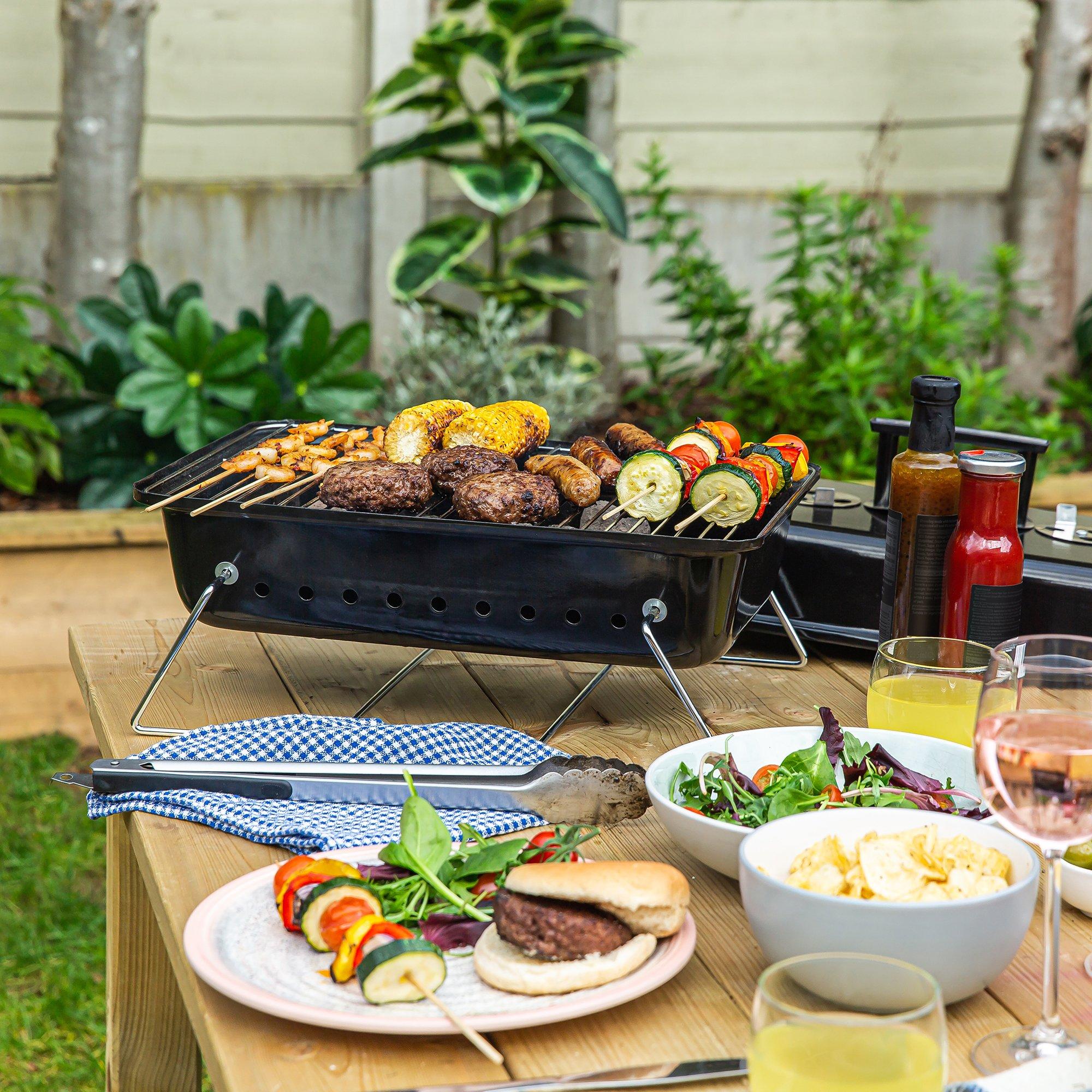 Black - George Foreman - GFPTBBQ1003B On-The-Go Portable Charcoal BBQ Black - 7