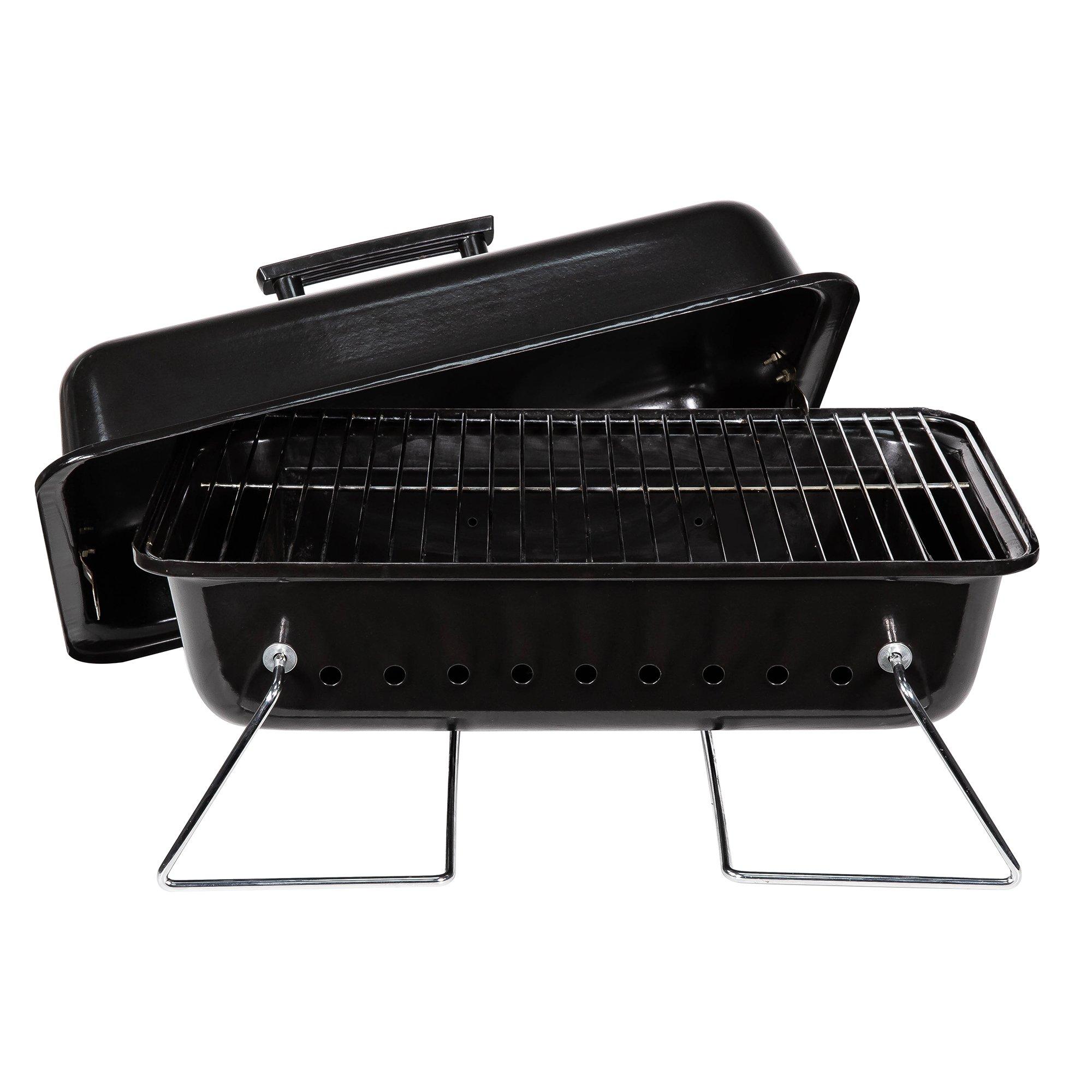 Black - George Foreman - GFPTBBQ1003B On-The-Go Portable Charcoal BBQ Black - 8