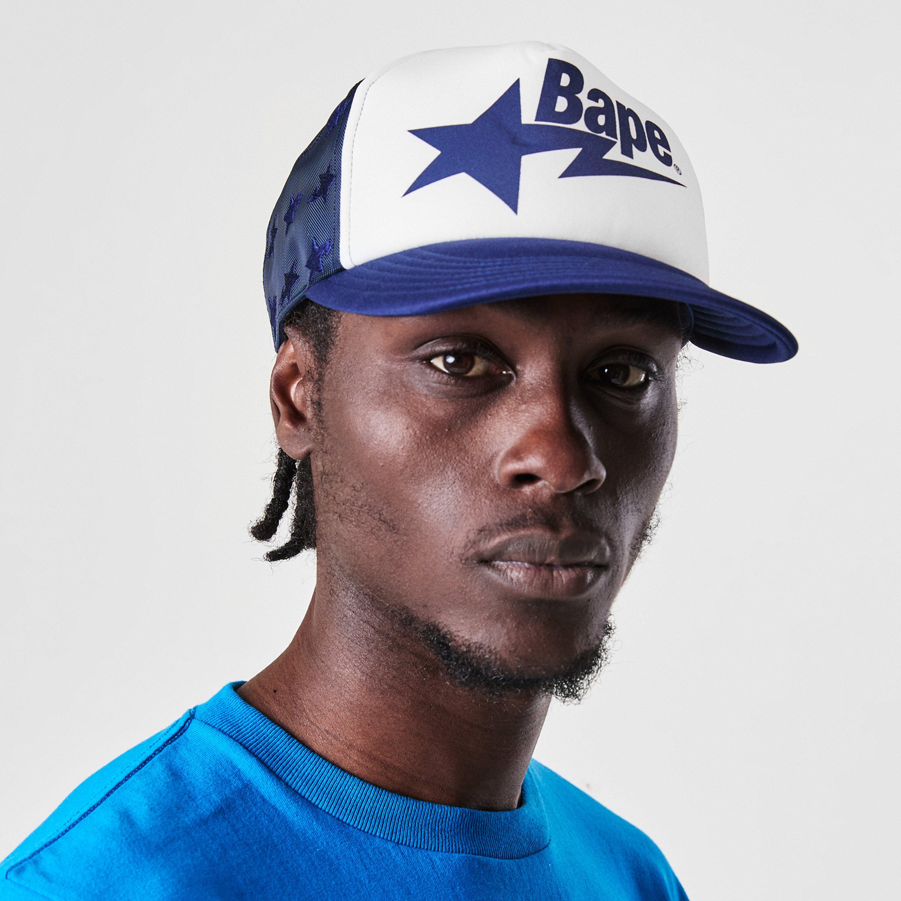 A Bathing Ape ネイビー トラッカーキャップ A BATHING APE 美品 アベイシングエイプ メッシュキャップ