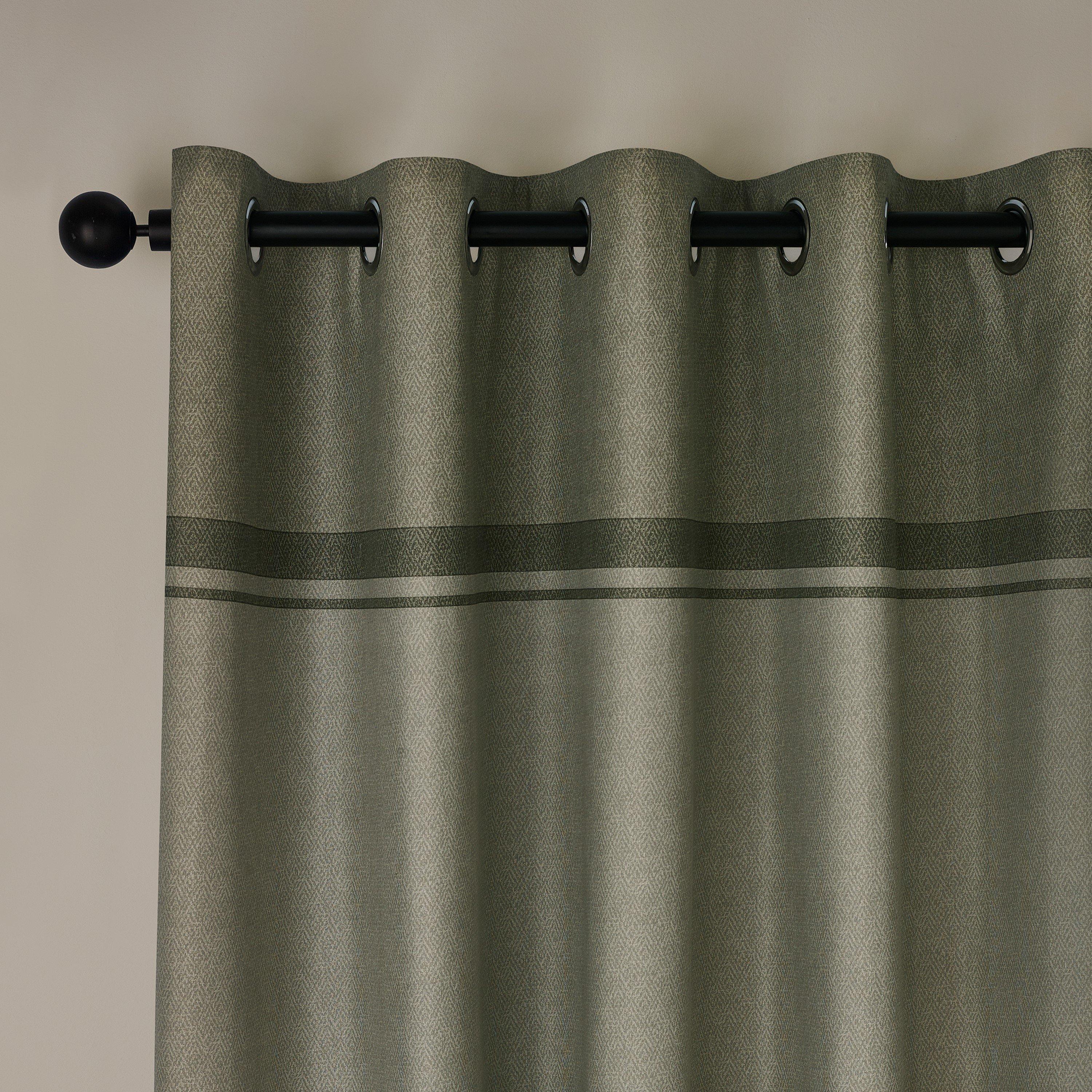 Catherine Lansfield  Melville Lined Eyelet Curtains Two Panels - Green - 168x183cm