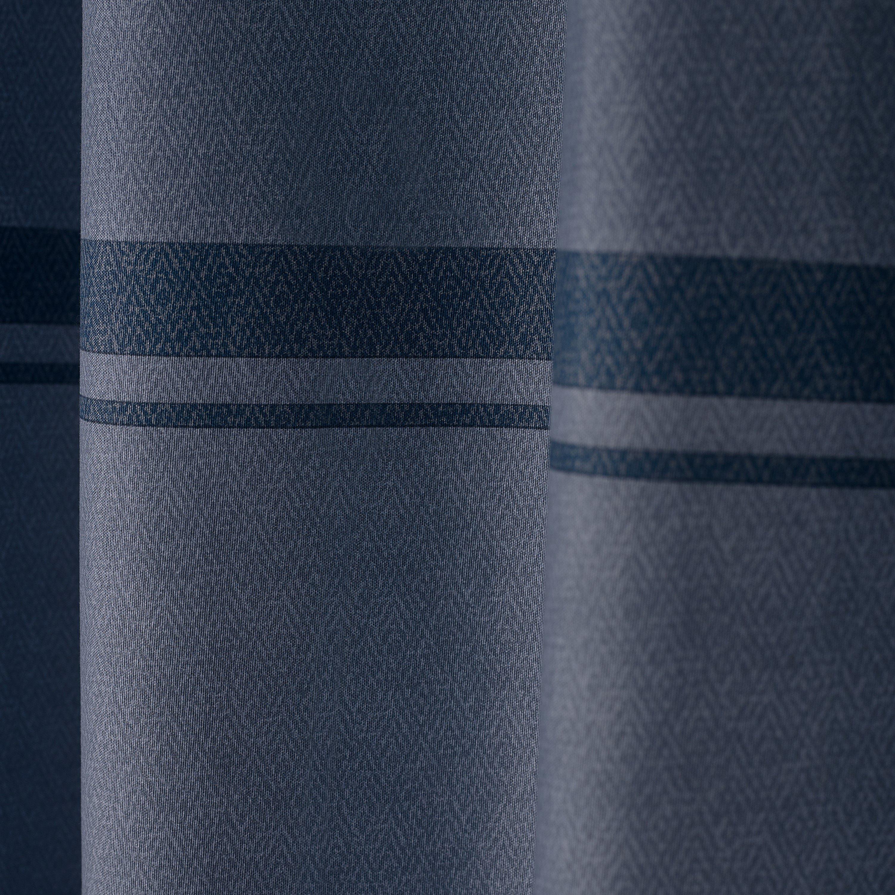 Blue - Catherine Lansfield - Melville Lined Eyelet Curtains Two Panels - 3