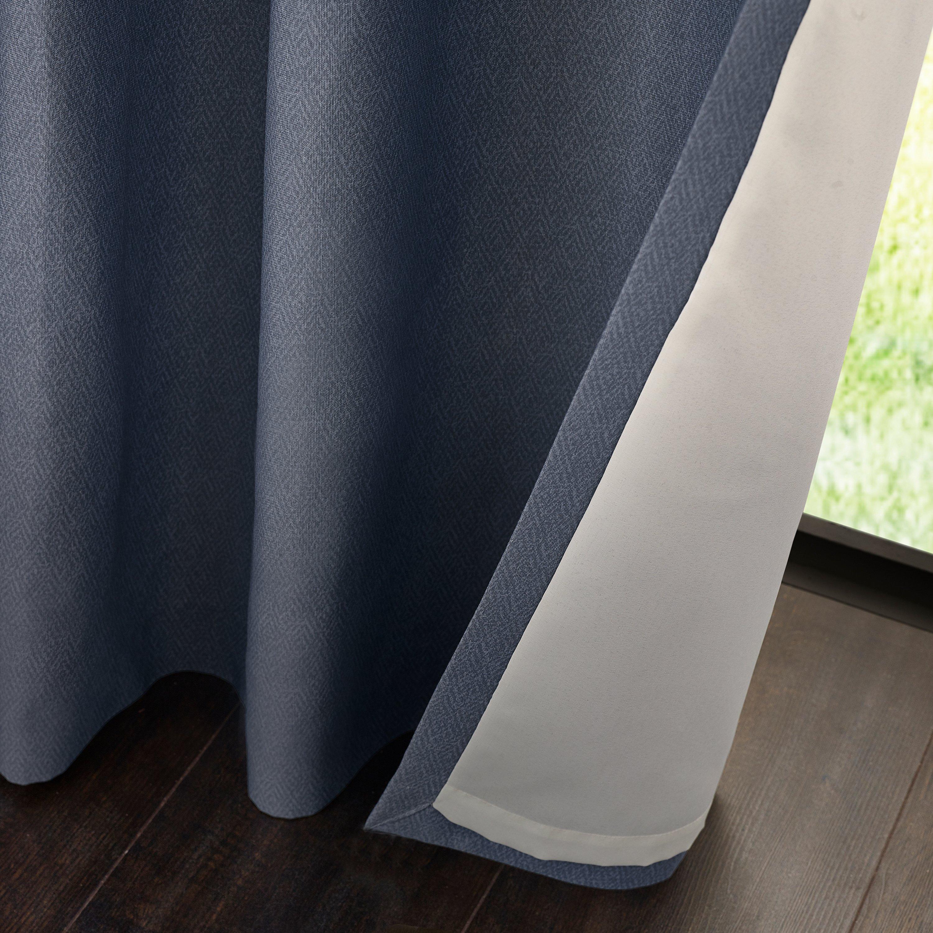 Blue - Catherine Lansfield - Melville Lined Eyelet Curtains Two Panels - 4