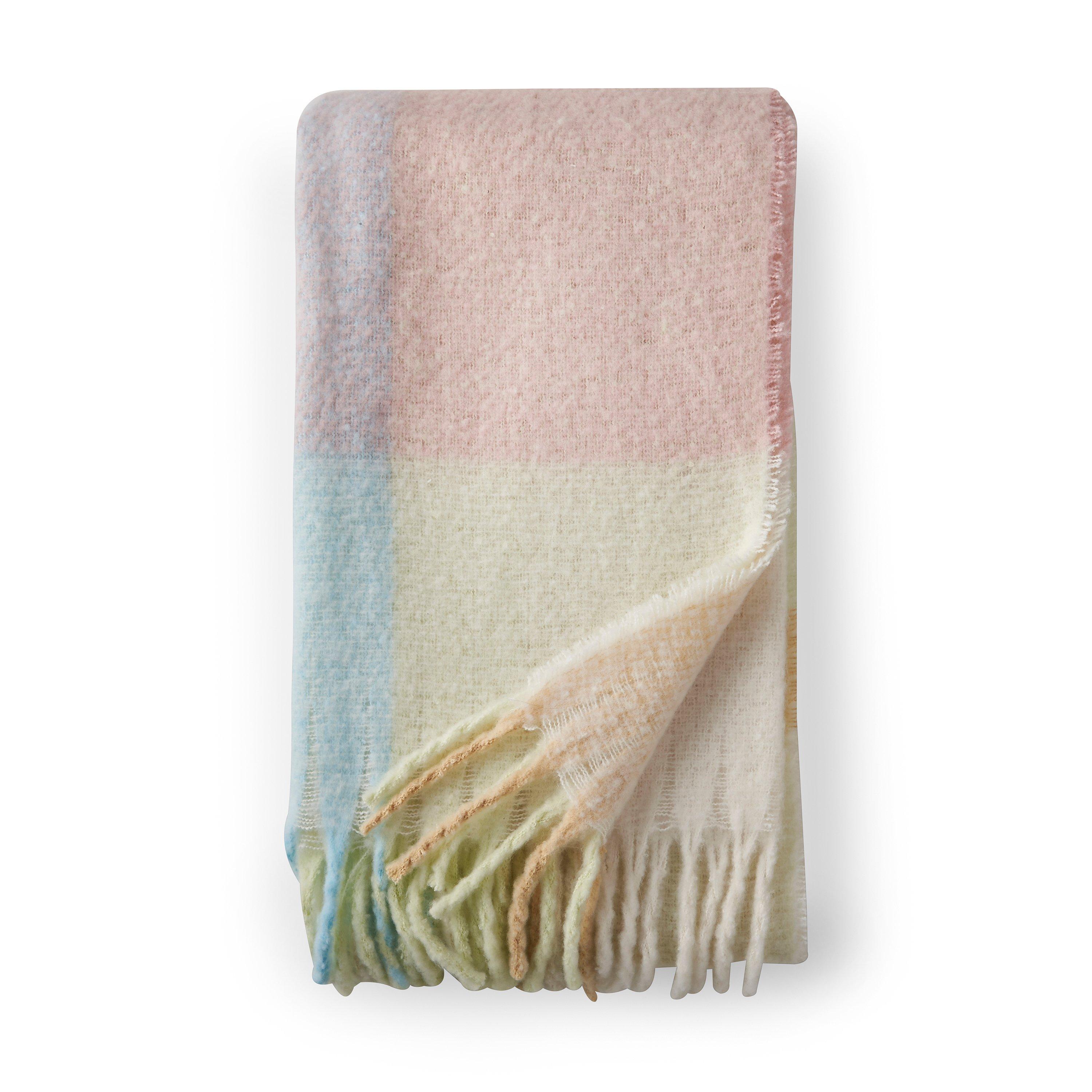 Pastel - Catherine Lansfield - Faux Mohair Check Blanket Throw - 4