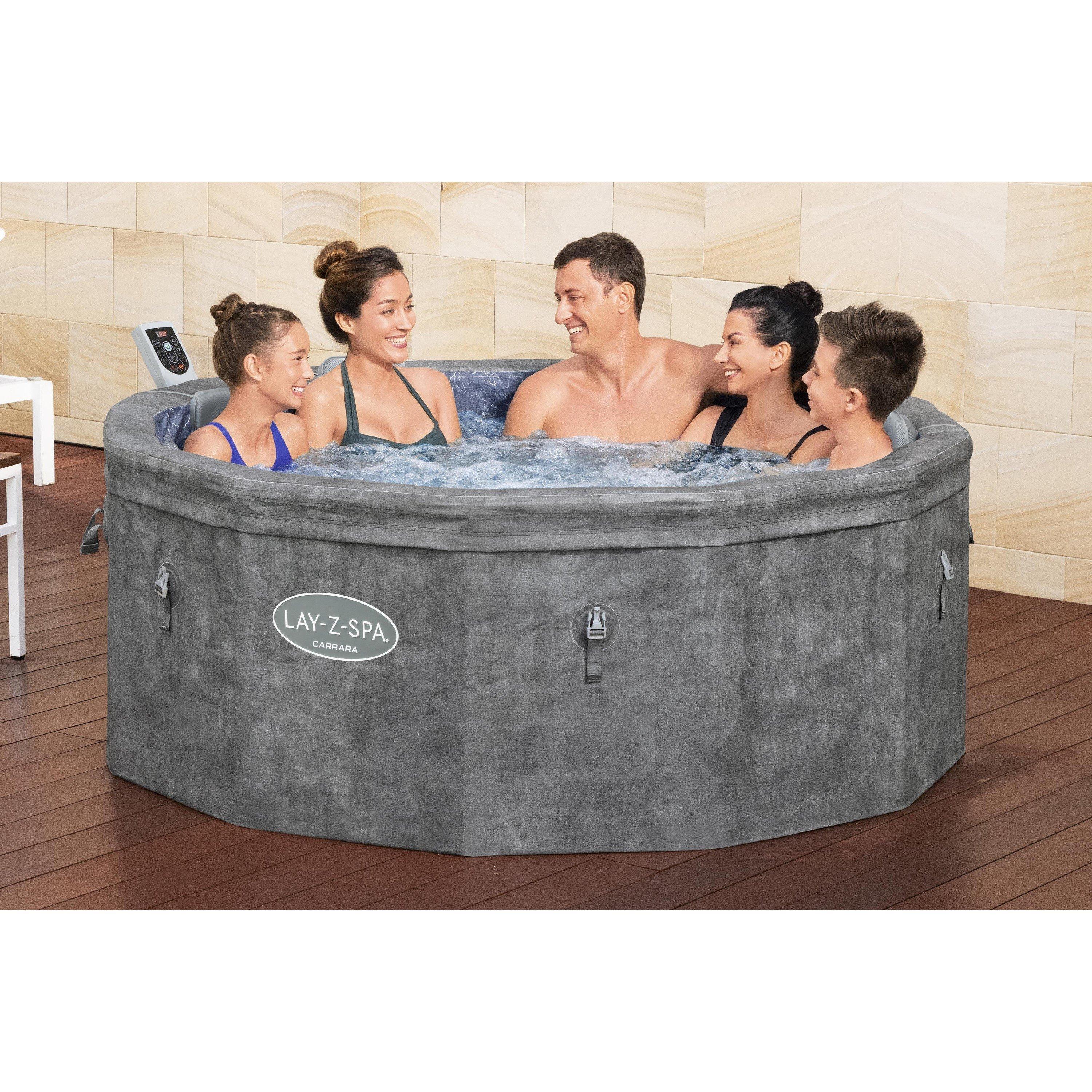 Lay-Z-Spa Carrara 6 Person Portable Hot Tub - Grey ThermaCore AirJet Spa - Image 6
