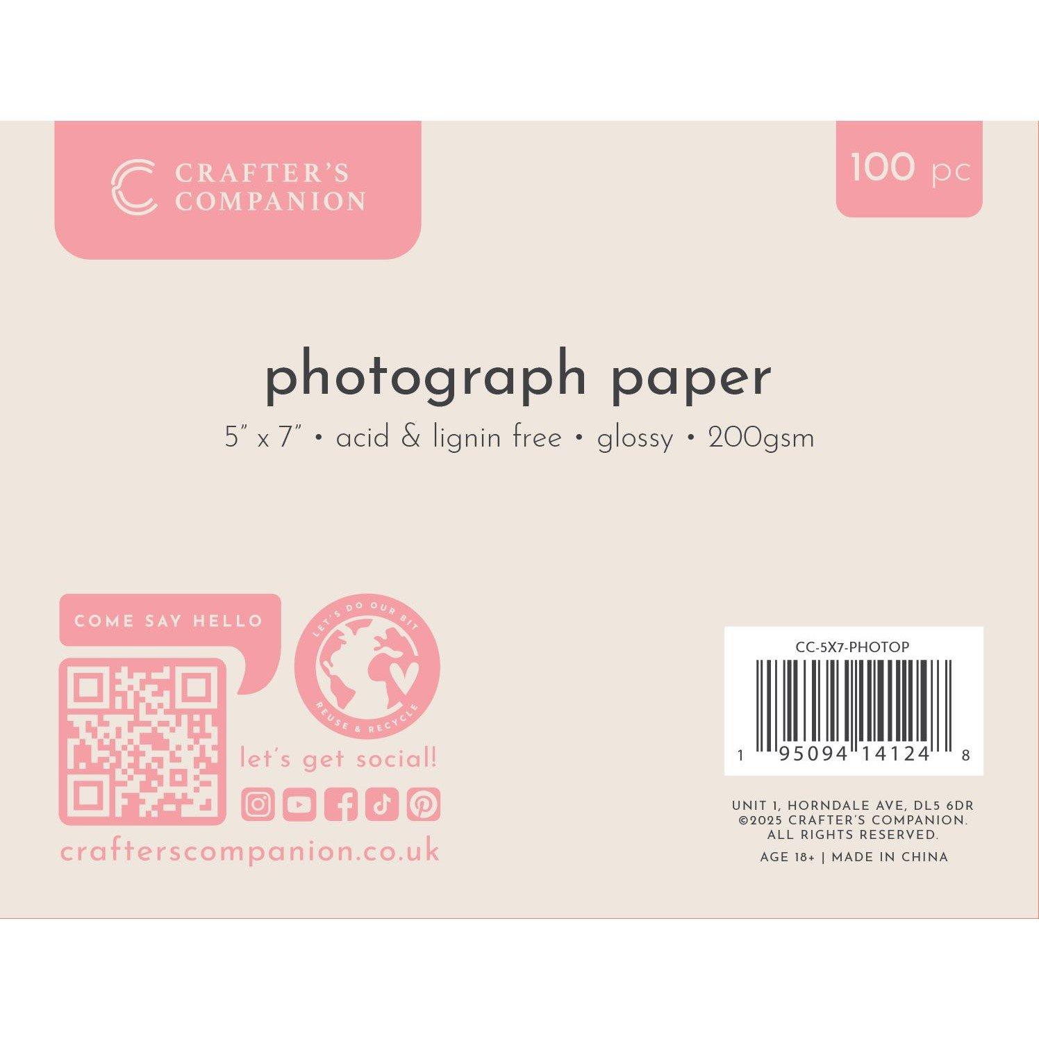 White - Crafters Companion - 5 x 7 Photograph Paper