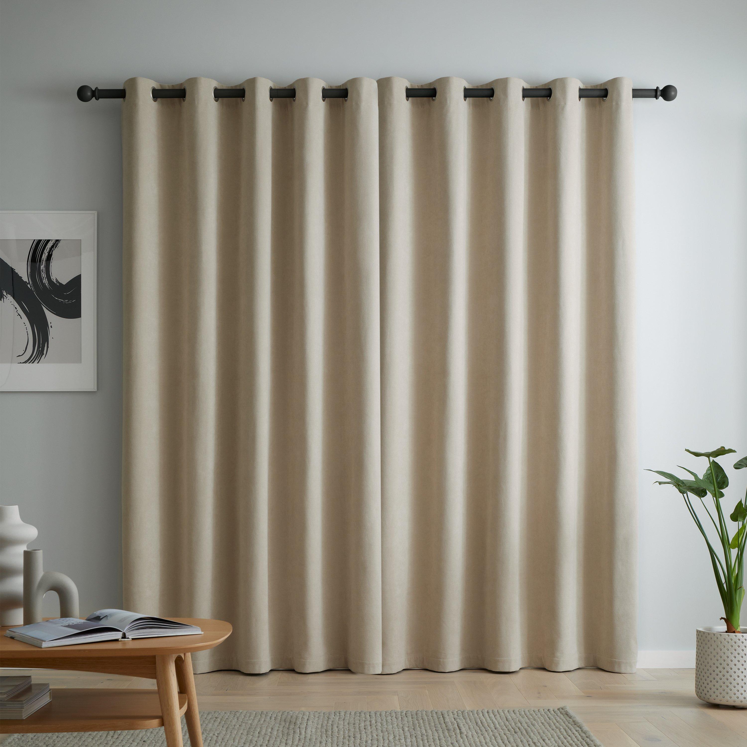 Natural - Catherine Lansfield - Wilson Velvet Blackout Thermal Eyelet Curtains - 3