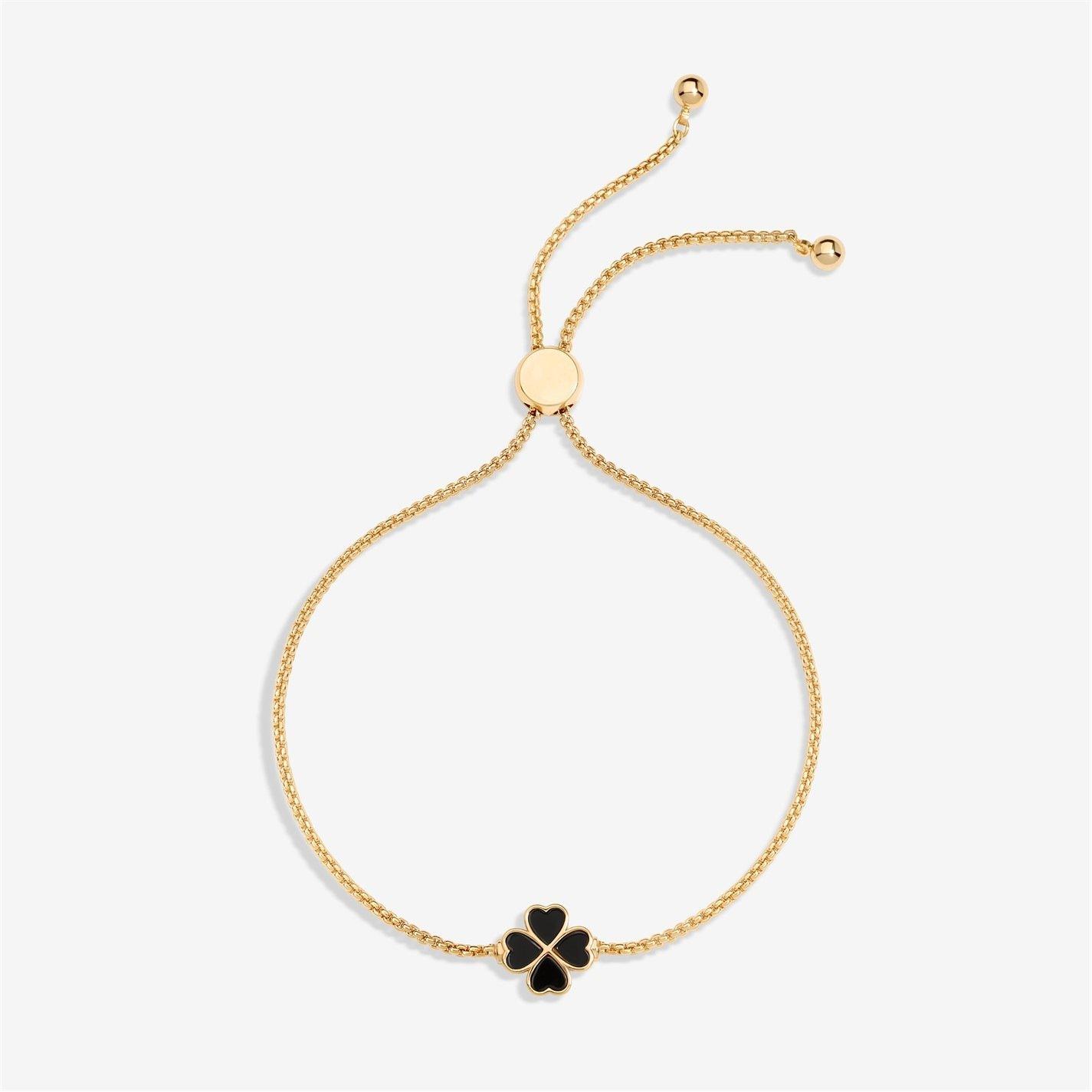 Gold - Jon Richard - Gold Plated Jet Heart Clover Toggle Bracelet - 1