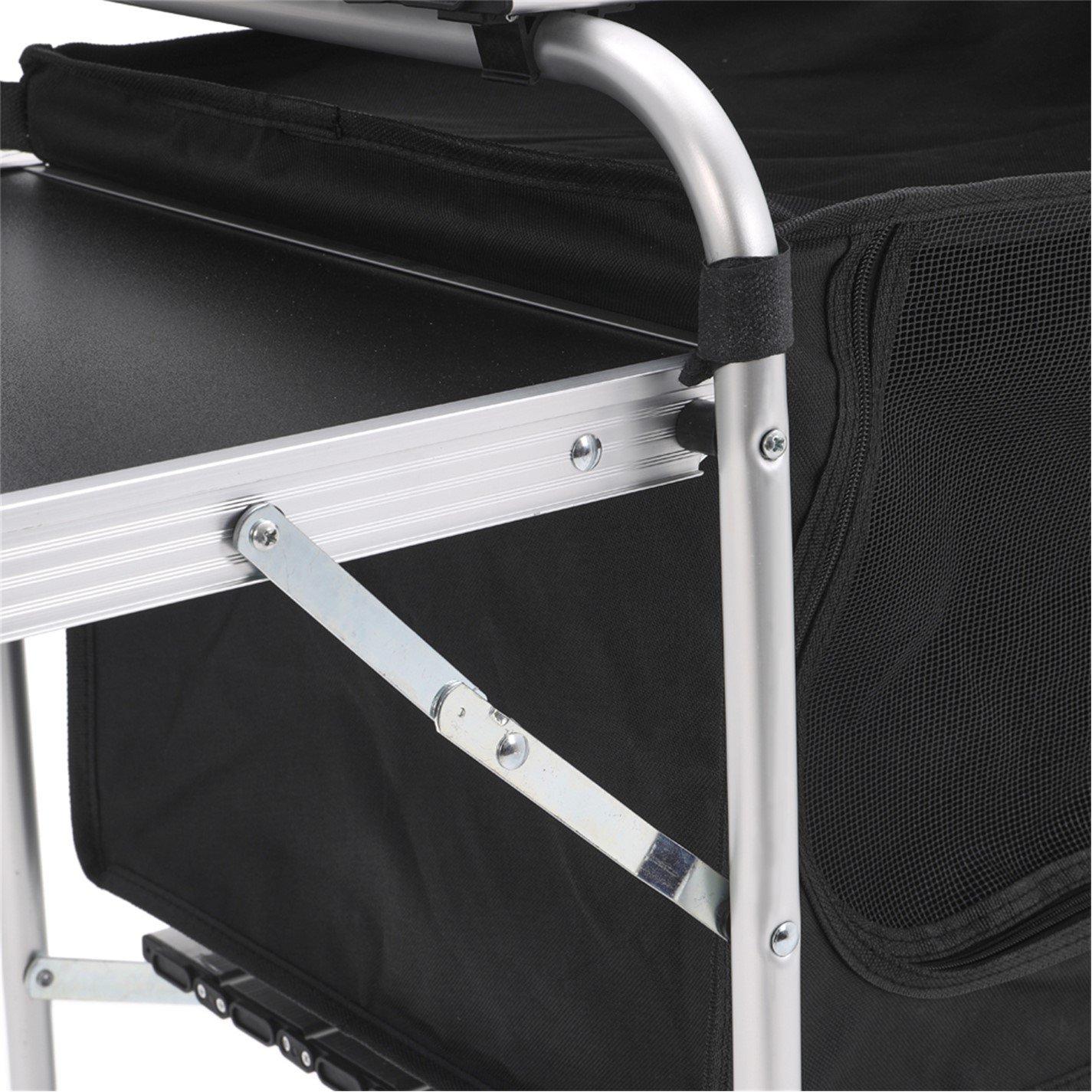 Black - Breeins Camping - Aluminum Camp Kitchen with Storage and Tables - 7