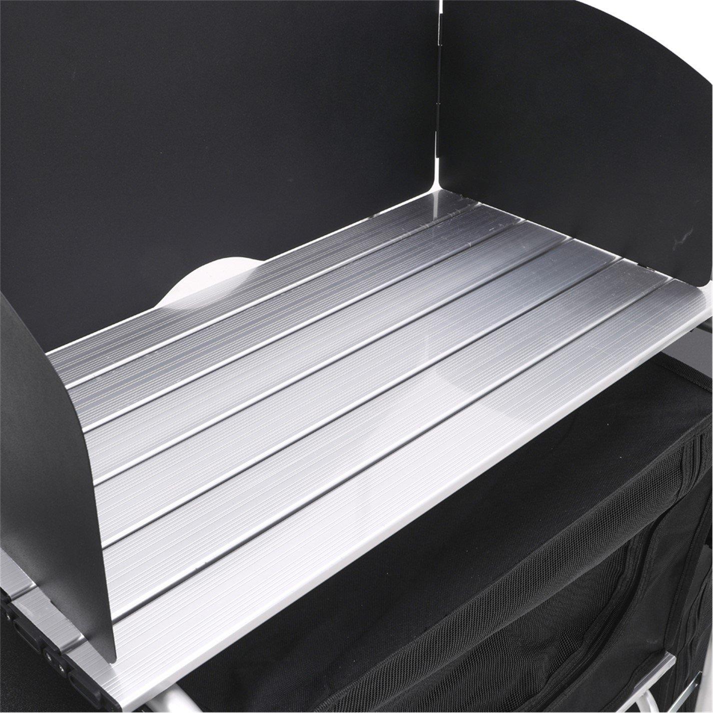 Black - Breeins Camping - Aluminum Camp Kitchen with Storage and Tables - 8