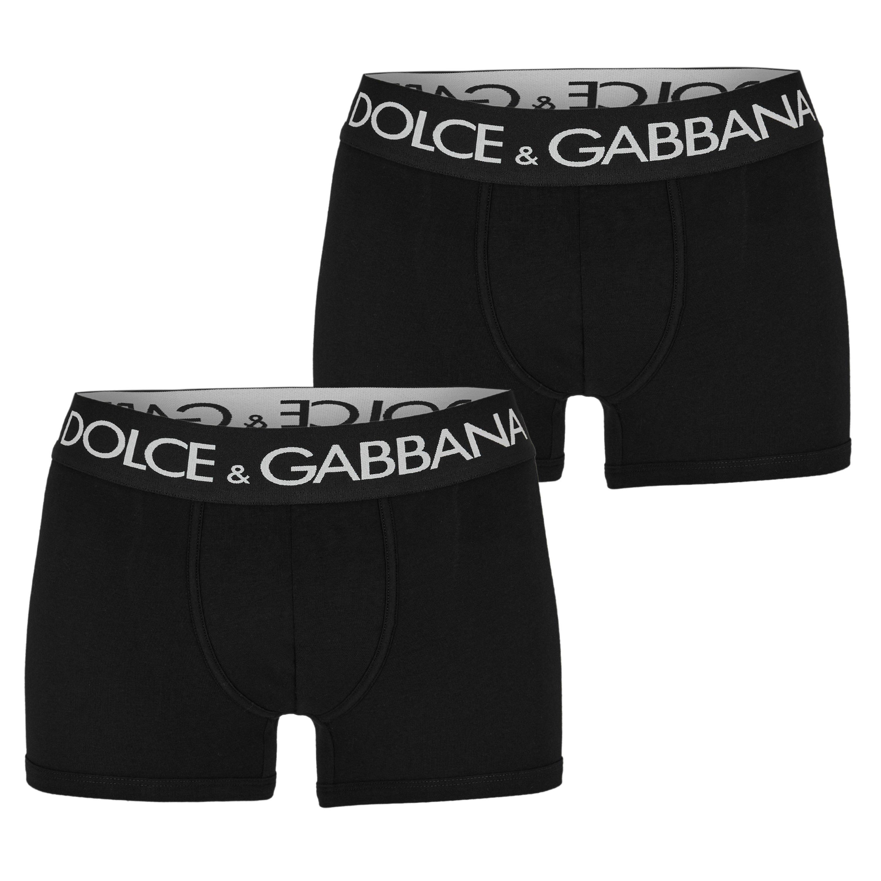 Black - Dolce and Gabbana - Men's Large Text 2 Pack Boxers - 1