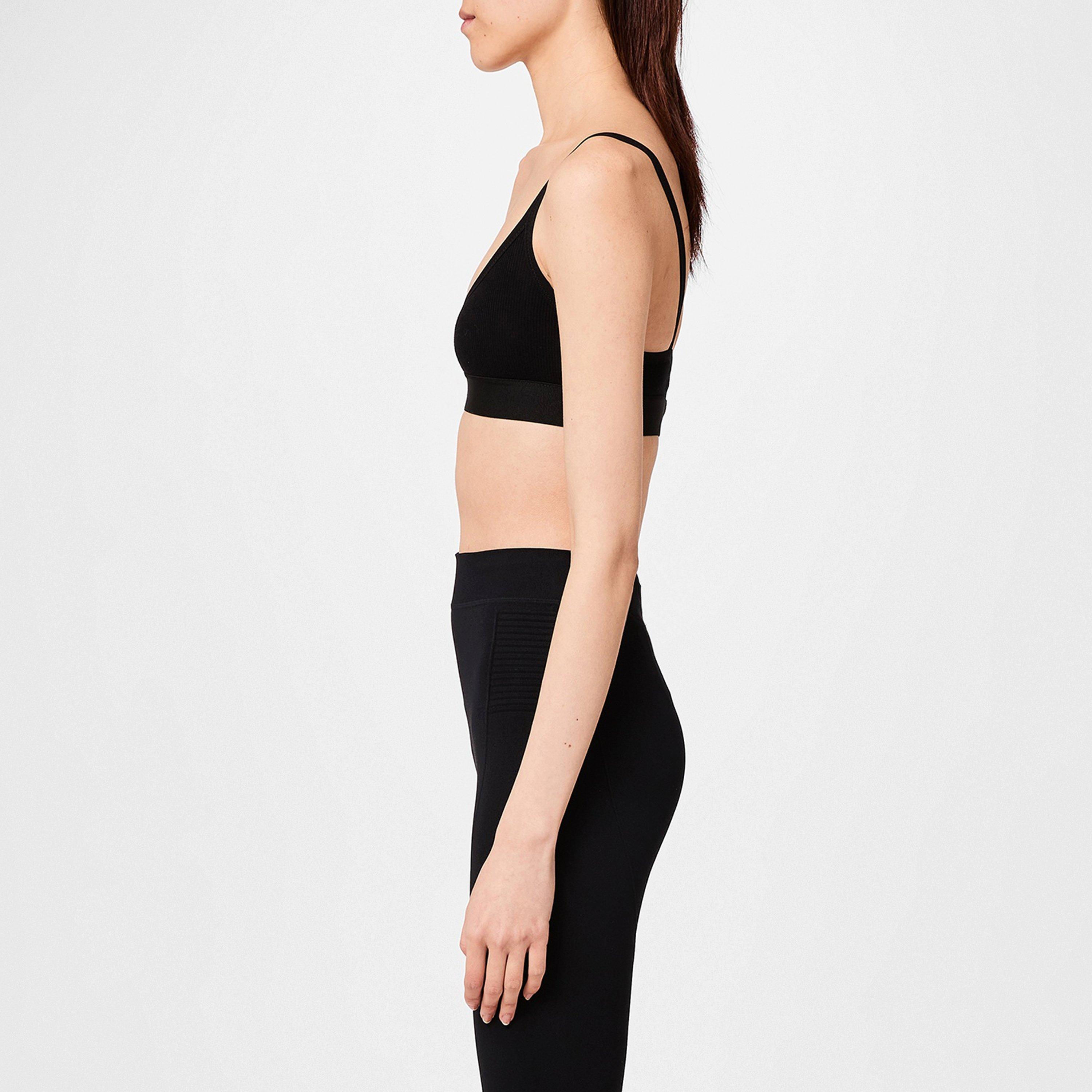 Black 1001 - Off White - Women's Helvetica Logo Basic Rib Bra, Iconic Design - 2