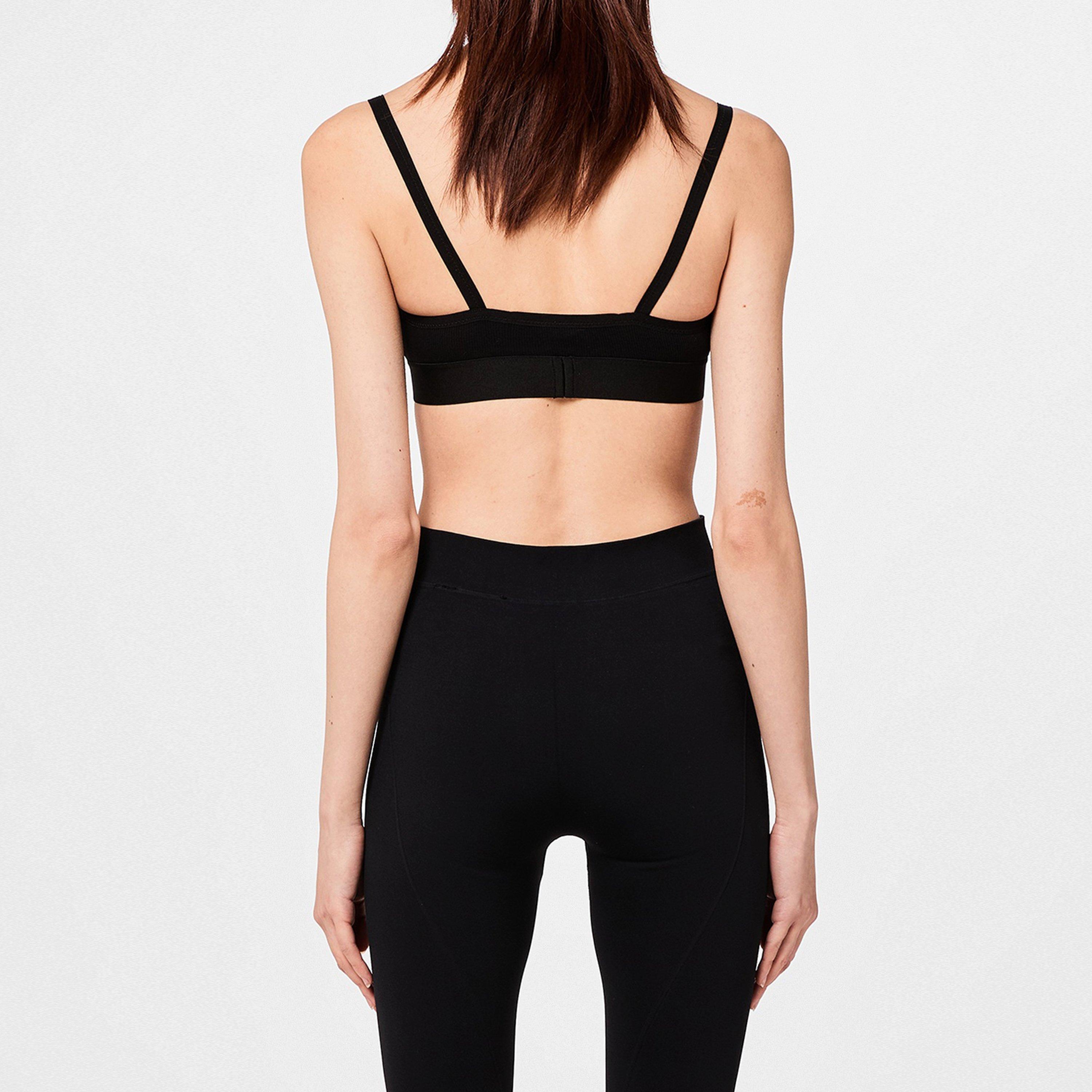 Black 1001 - Off White - Women's Helvetica Logo Basic Rib Bra, Iconic Design - 3