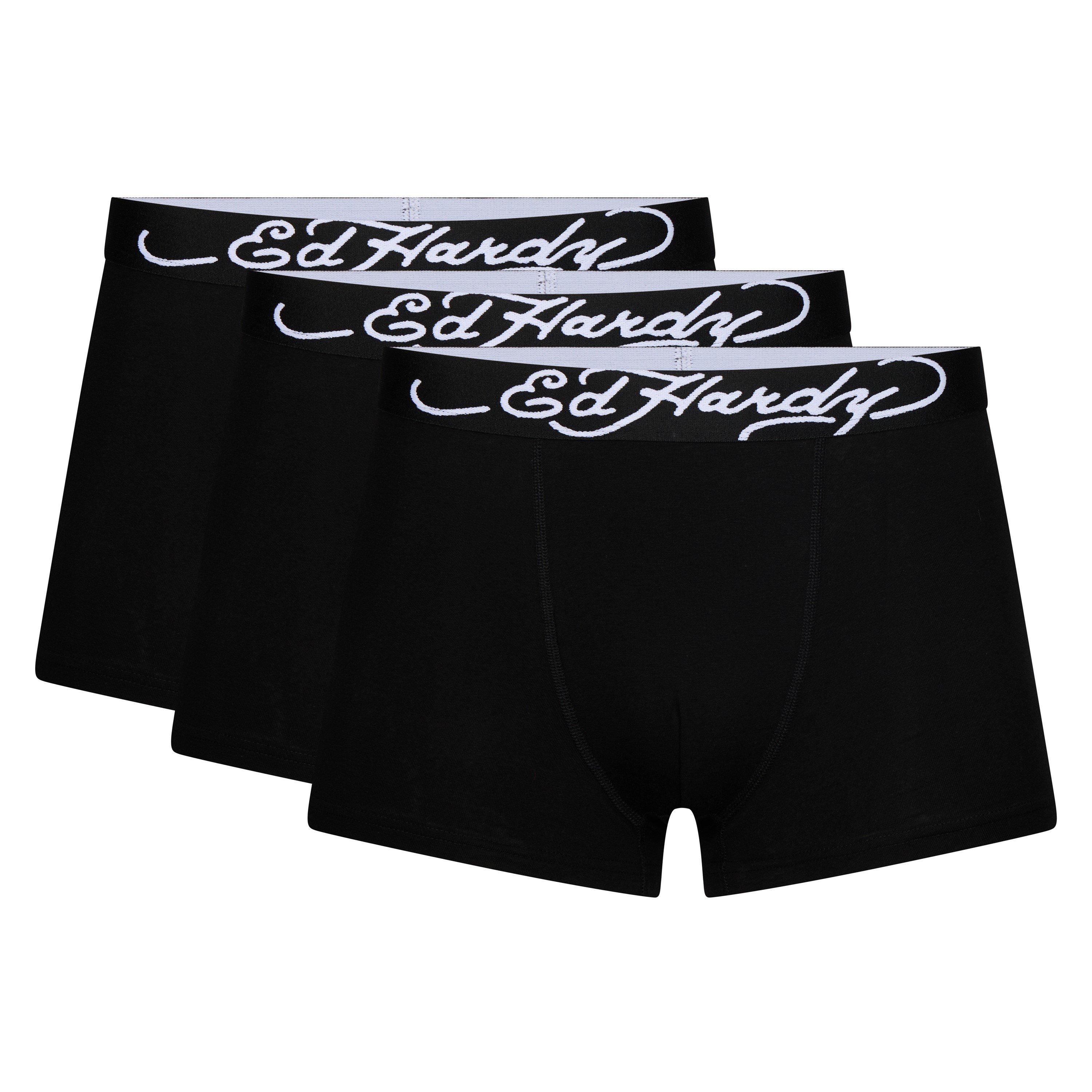 Black - Ed Hardy - Mens 3 Pack Boxer Briefs - 2