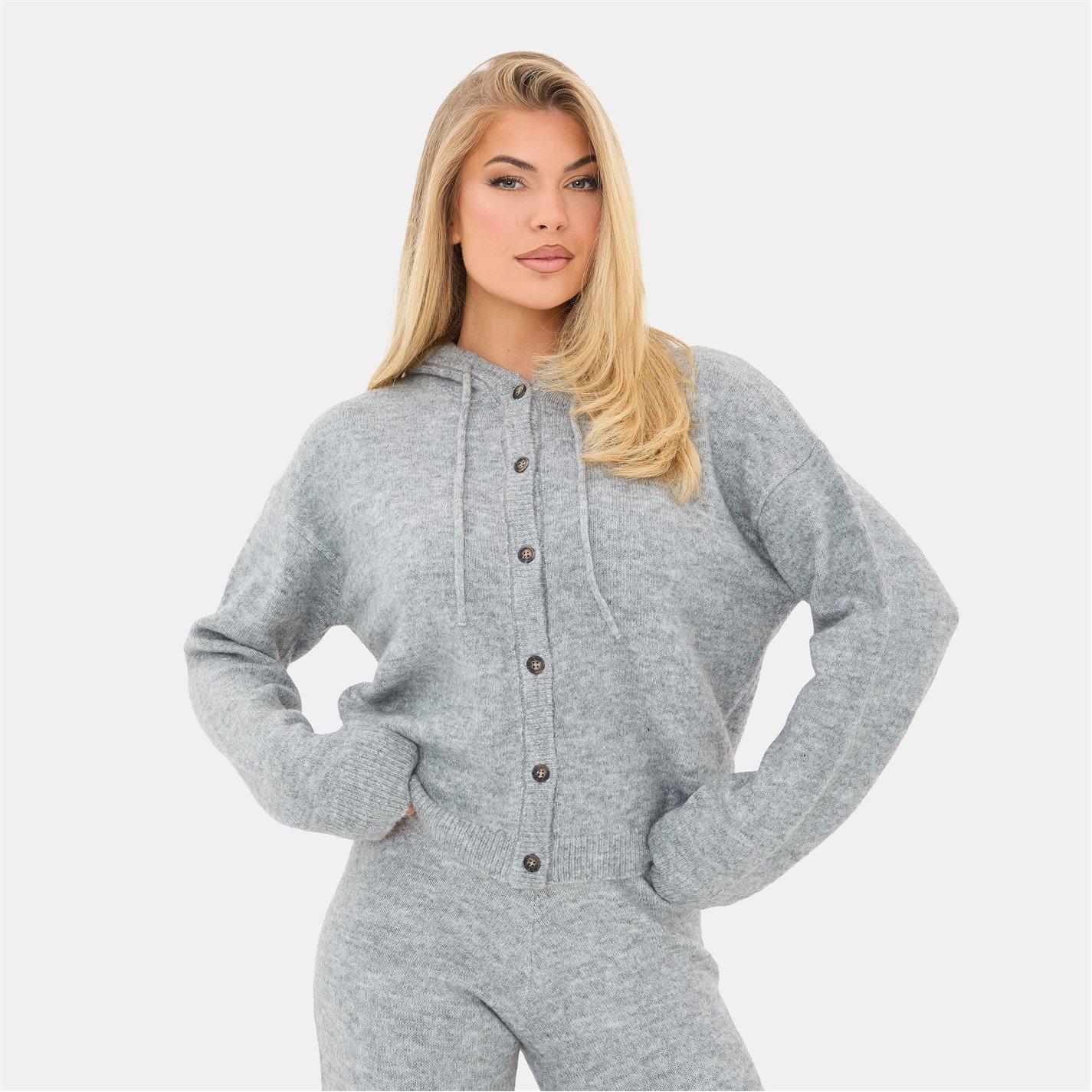 Grau - I Saw It First - Knitted Hoody and Trouser Set - 3