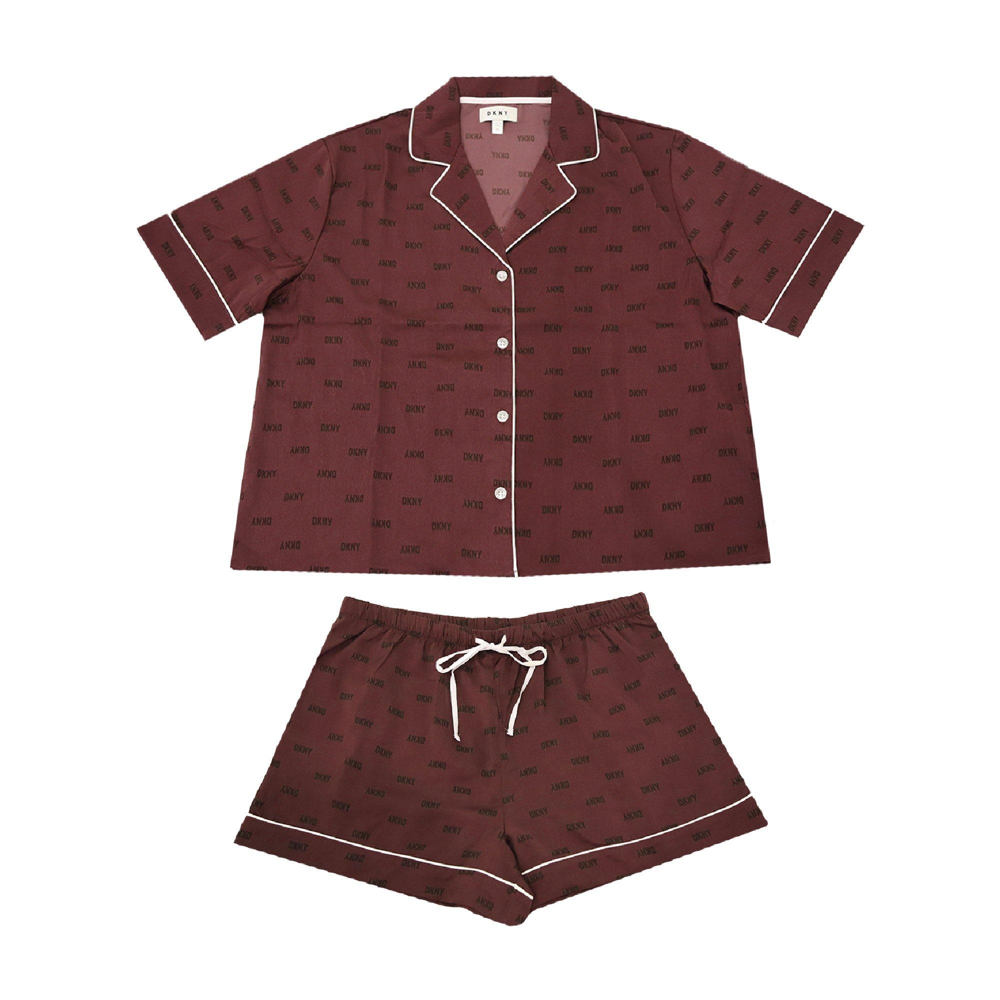 Dkny Women's Boxer Short Sleeve Pyjama Set - Burg Prt - 16 (XL)