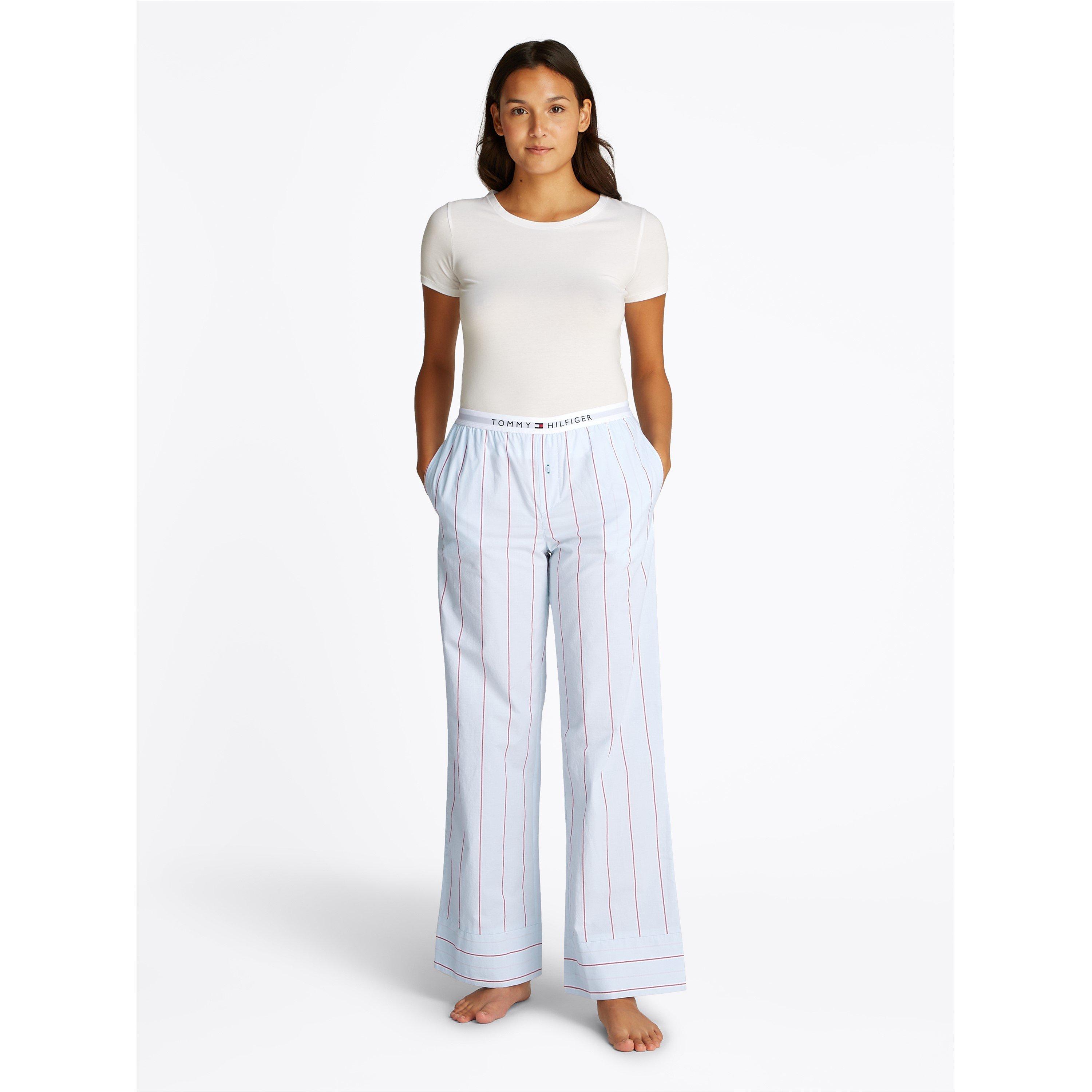 Tommy Hilfiger Women's Strp Swt Blu Poplin Pyjama Trousers - 10 (S)
