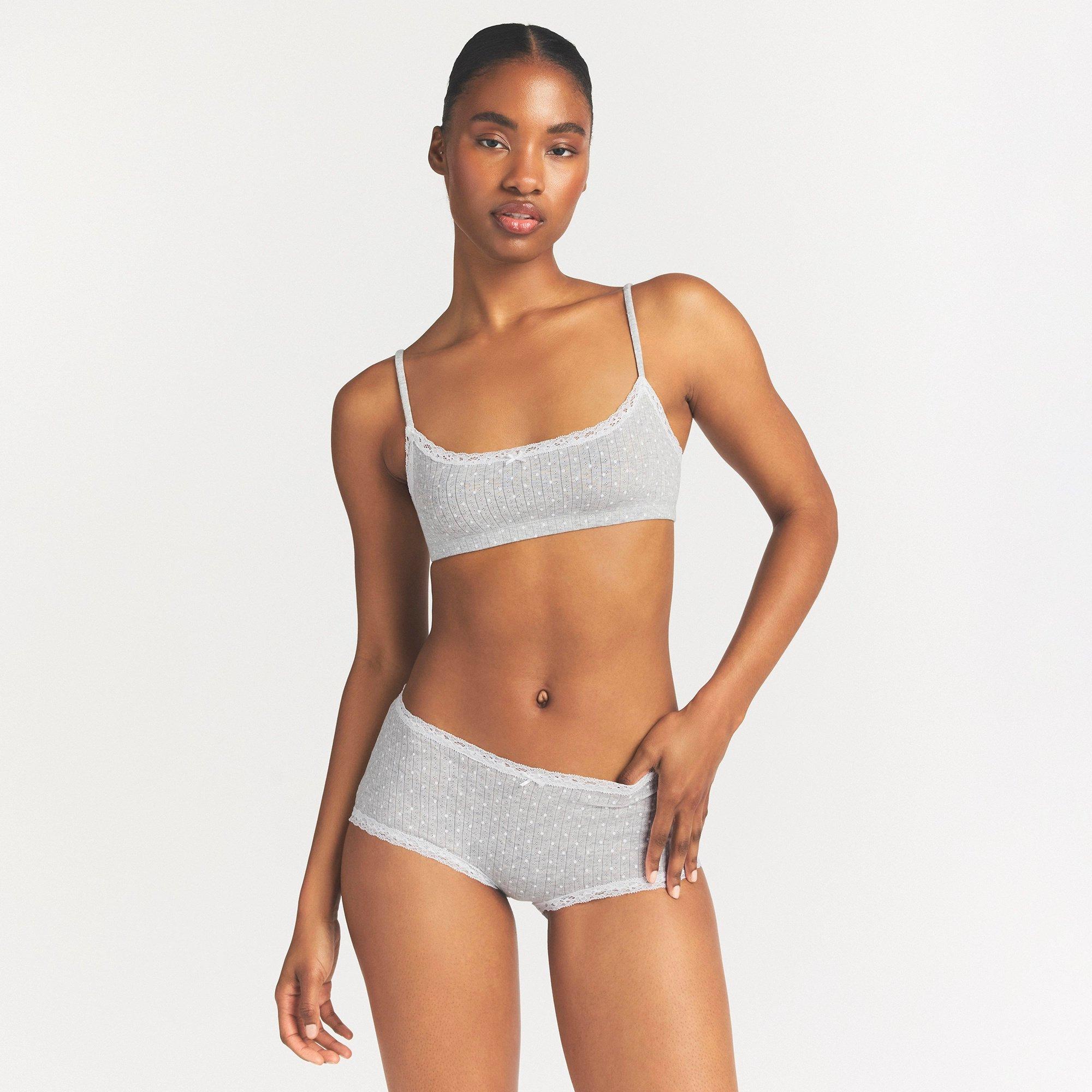 L Heather Grey - SKIMS - Women's Lace Boy Shorts - 2