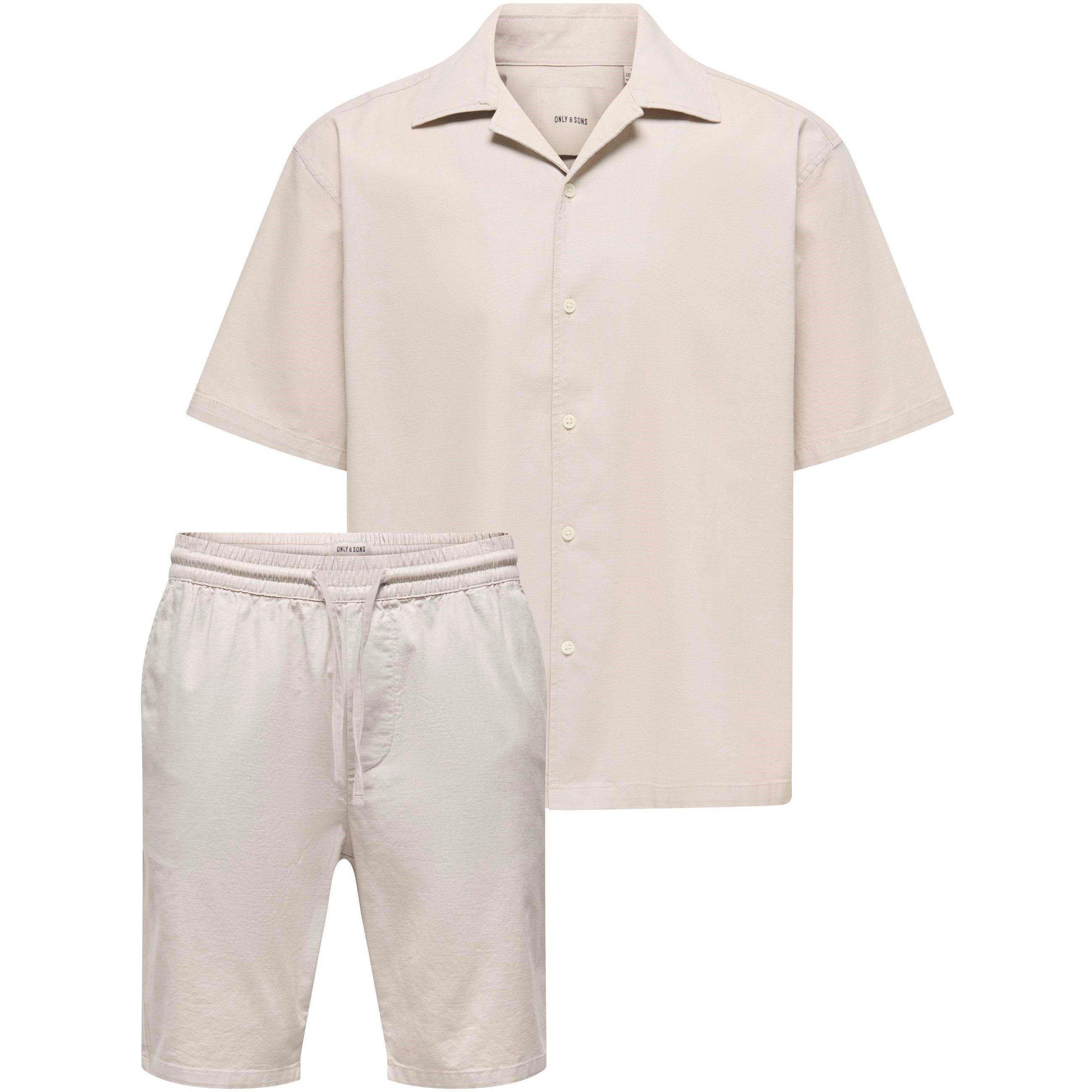 Only And Sons Men's Resort Shirt And Shorts Set - Silver Lining - Small