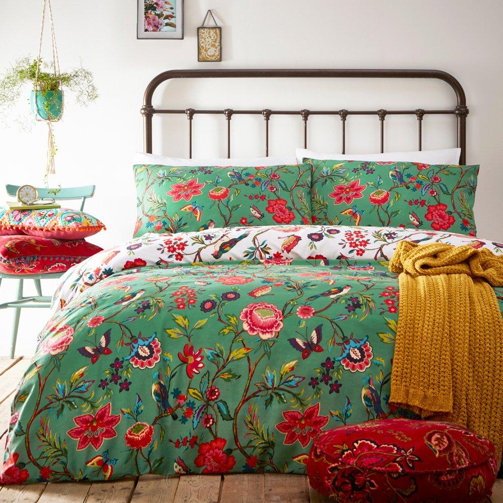 Furn  Pomelo Reversible Floral Duvet Set - Verdi - King