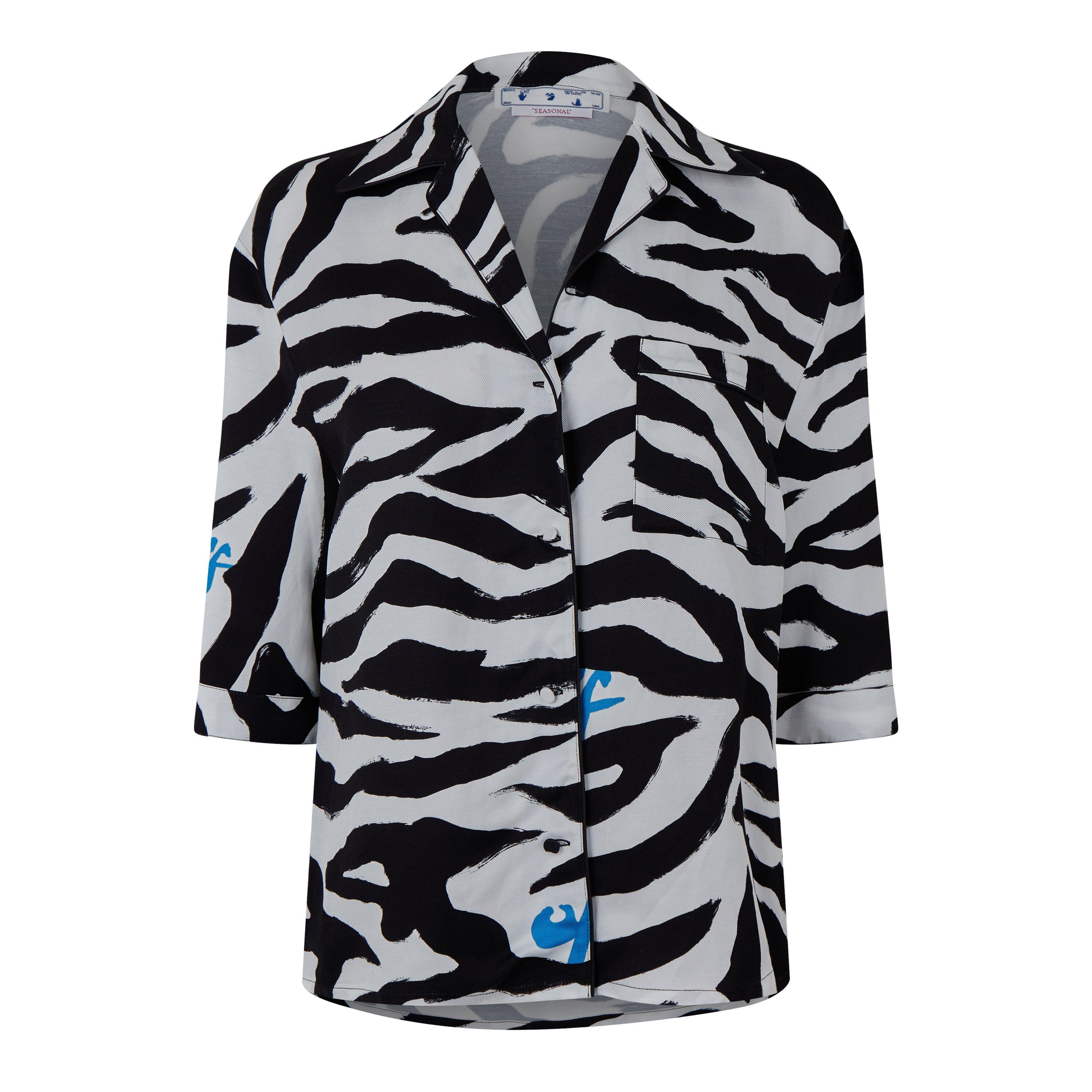 White Black - Off White - Women's Zebra Pyjama Shirt - 1