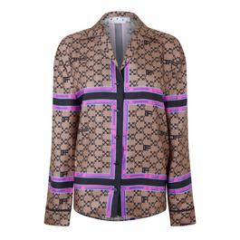 Off White Women's  Mono Pyjama Shirt, Monogram Silk Pyjama Shirt