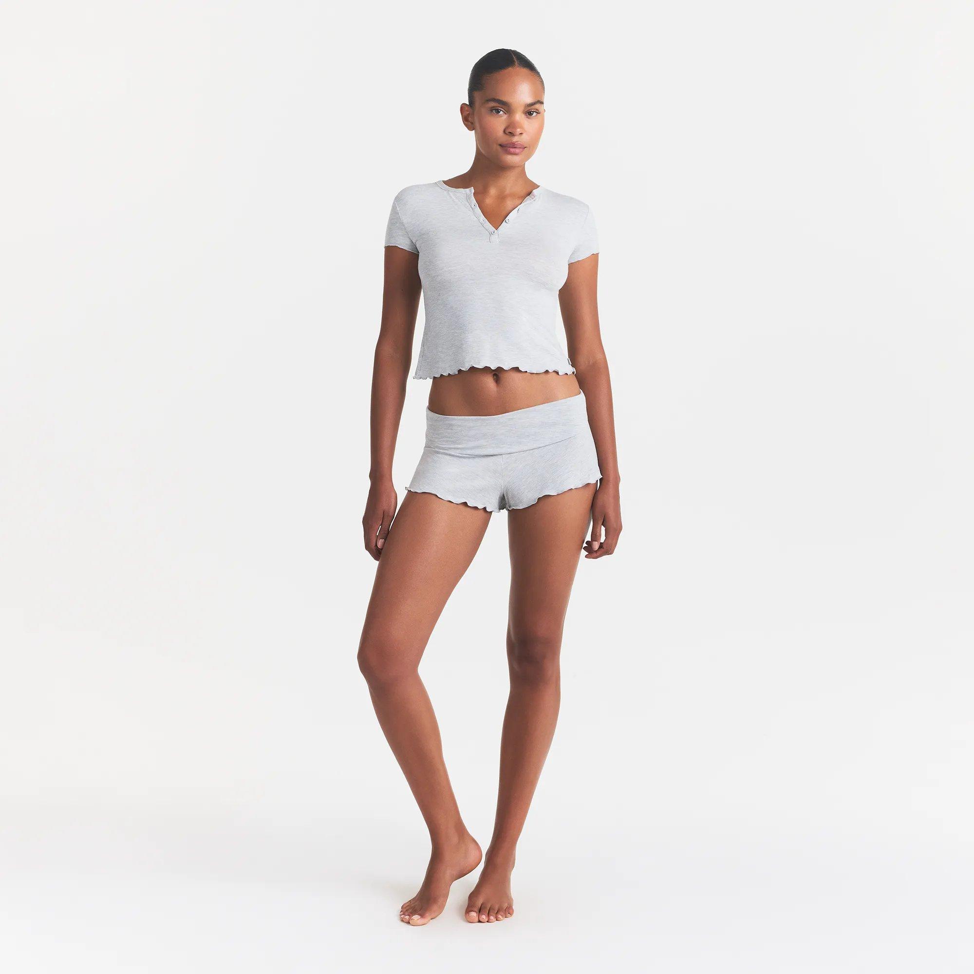 L HEATHER GREY - SKIMS - Women's Fold Short Set Sleeve Pyjama - 1