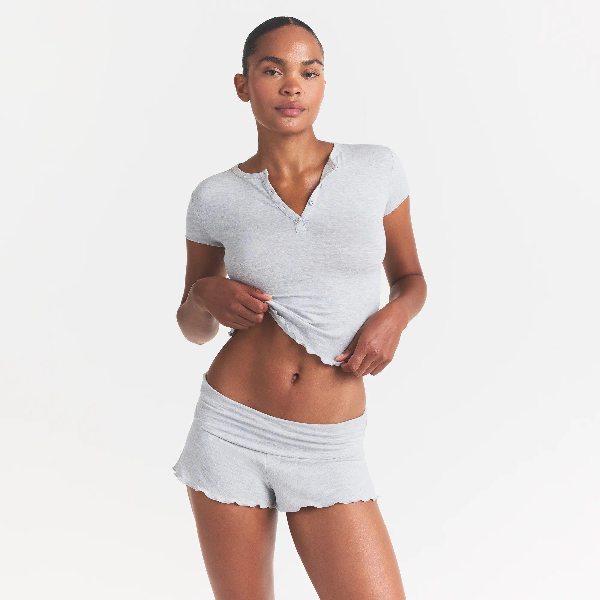 L HEATHER GREY - SKIMS - Women's Fold Short Set Sleeve Pyjama - 2