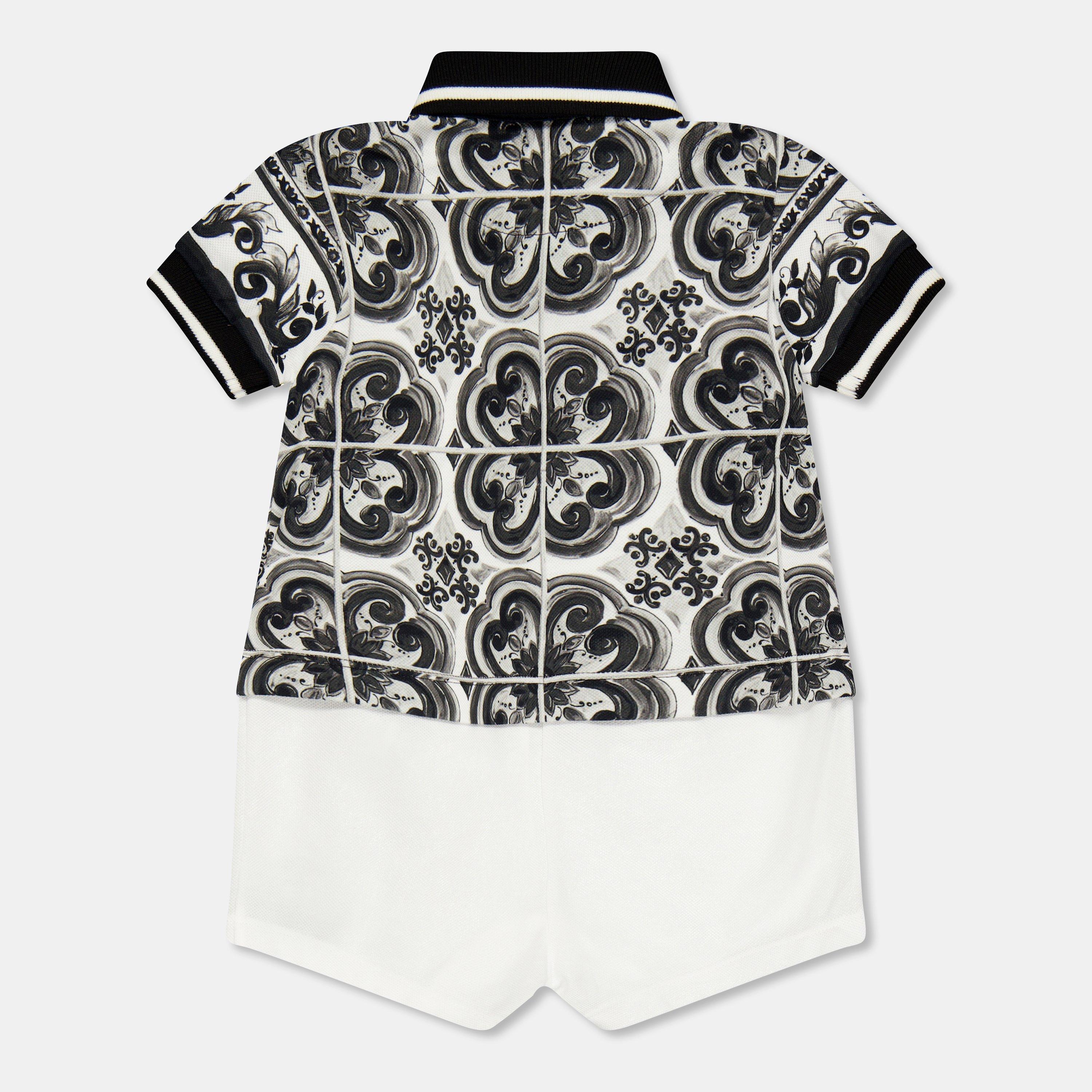 Blk/Wht IU3TN - Dolce and Gabbana - Kids' All Over Print Snap Fastening Onesie - 2