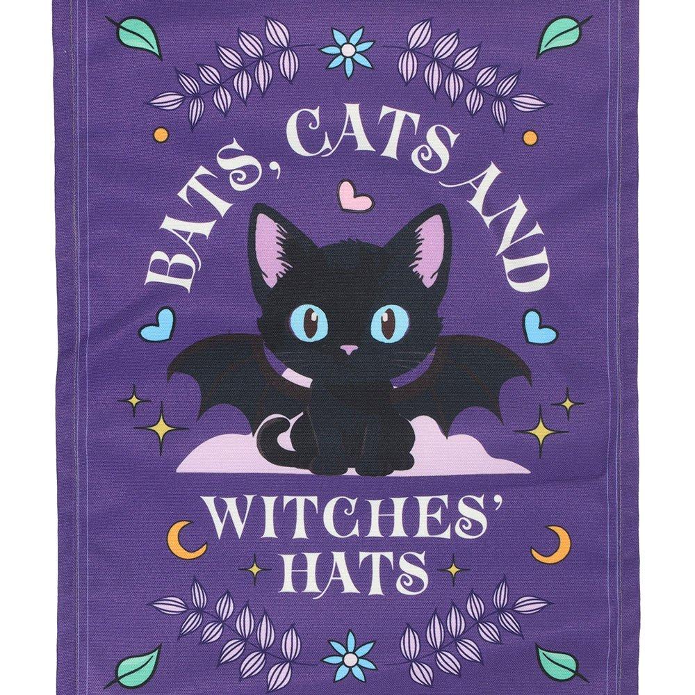 Purple - Something Different - Bats, Cats and Witches Hats Fabric Wall Hanging - 3