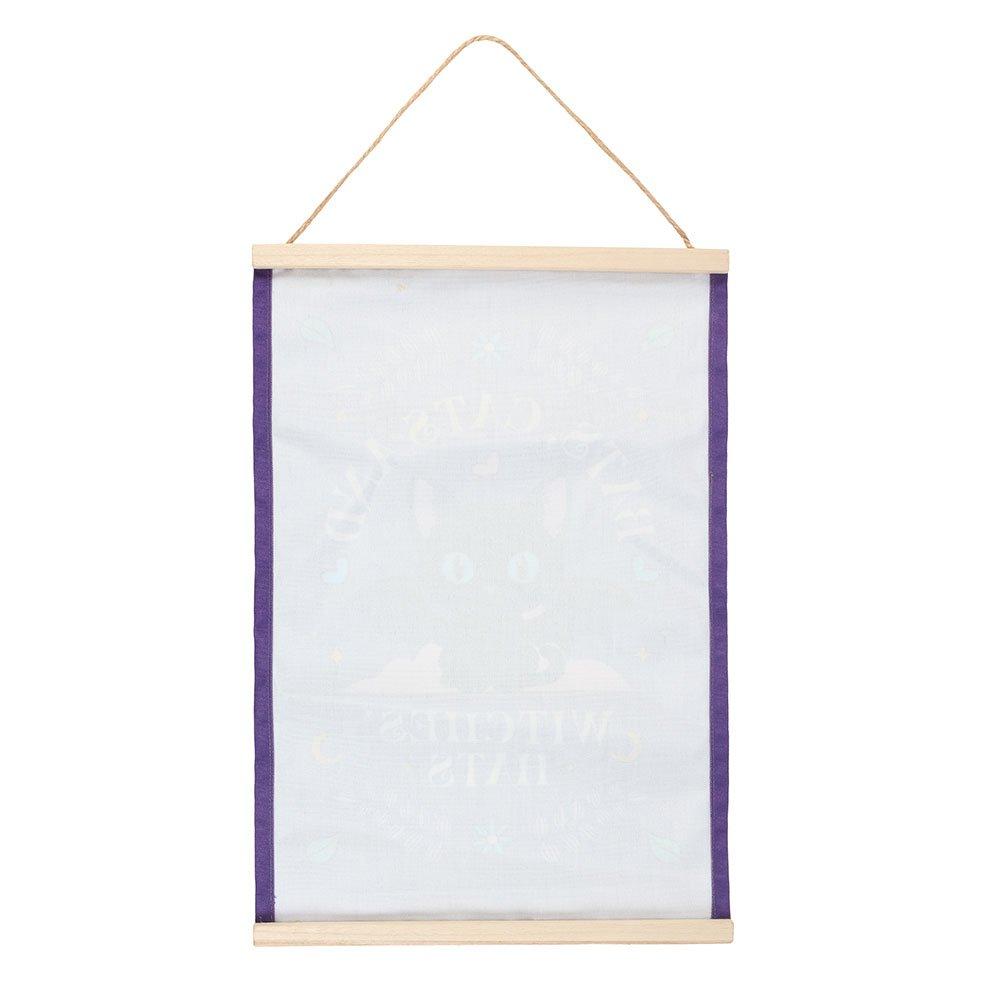 Purple - Something Different - Bats, Cats and Witches Hats Fabric Wall Hanging - 4